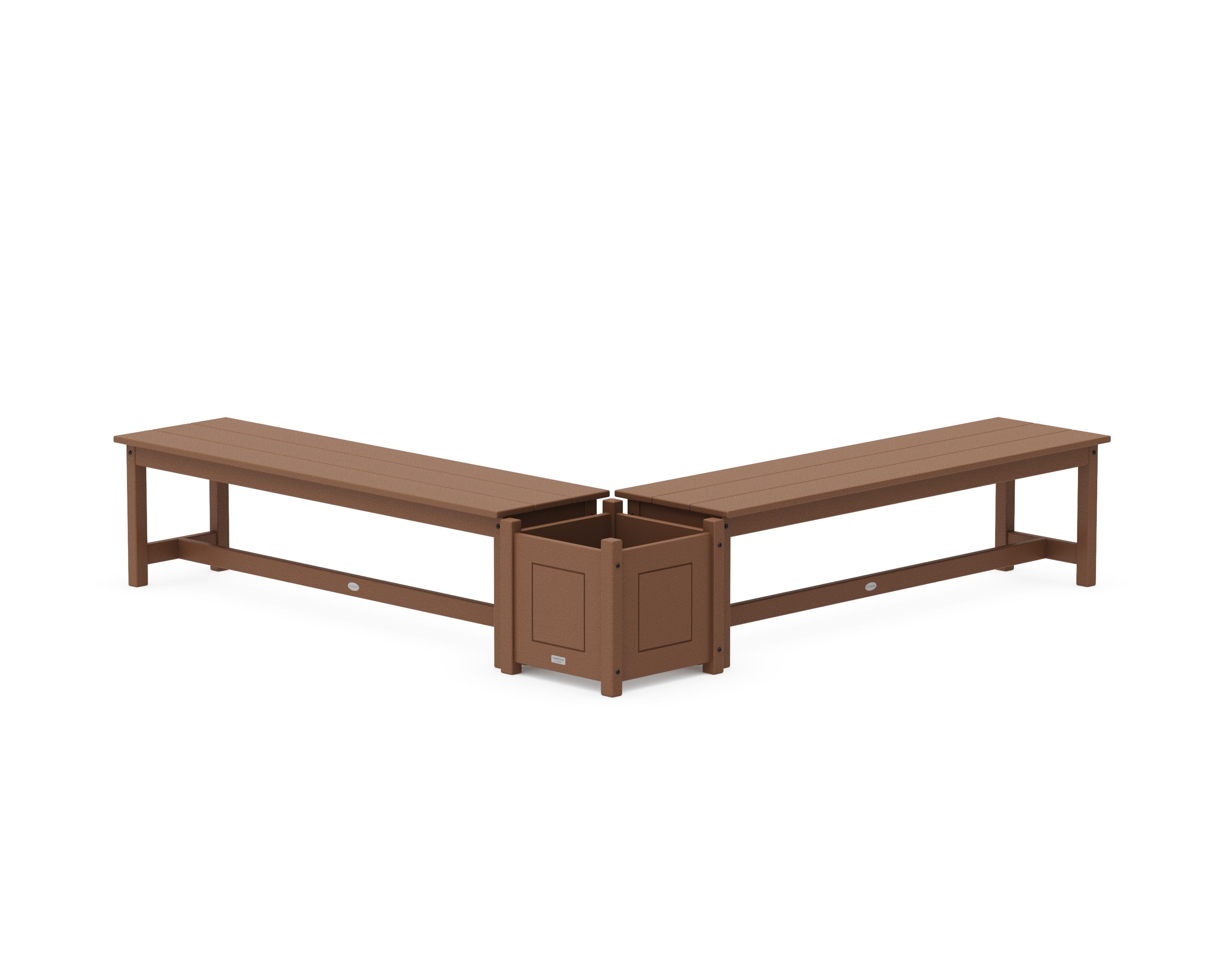 60" Country Living L- Shaped Planter Bench Set in Teak