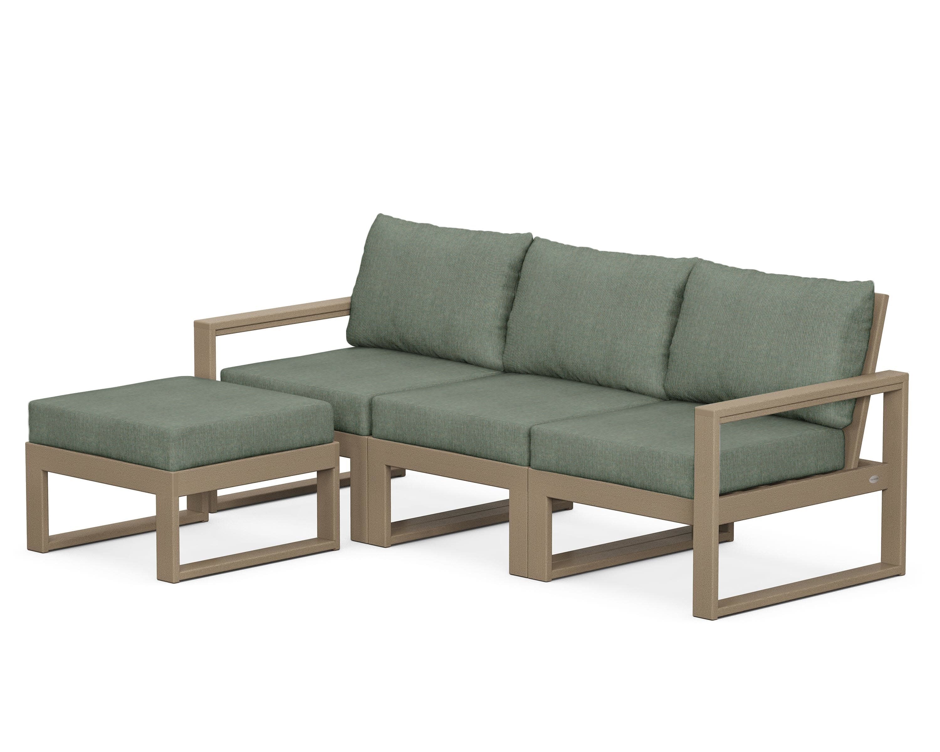 EDGE 4-Piece Modular Deep Seating Set with Ottoman in Vintage Sahara / Cast Sage