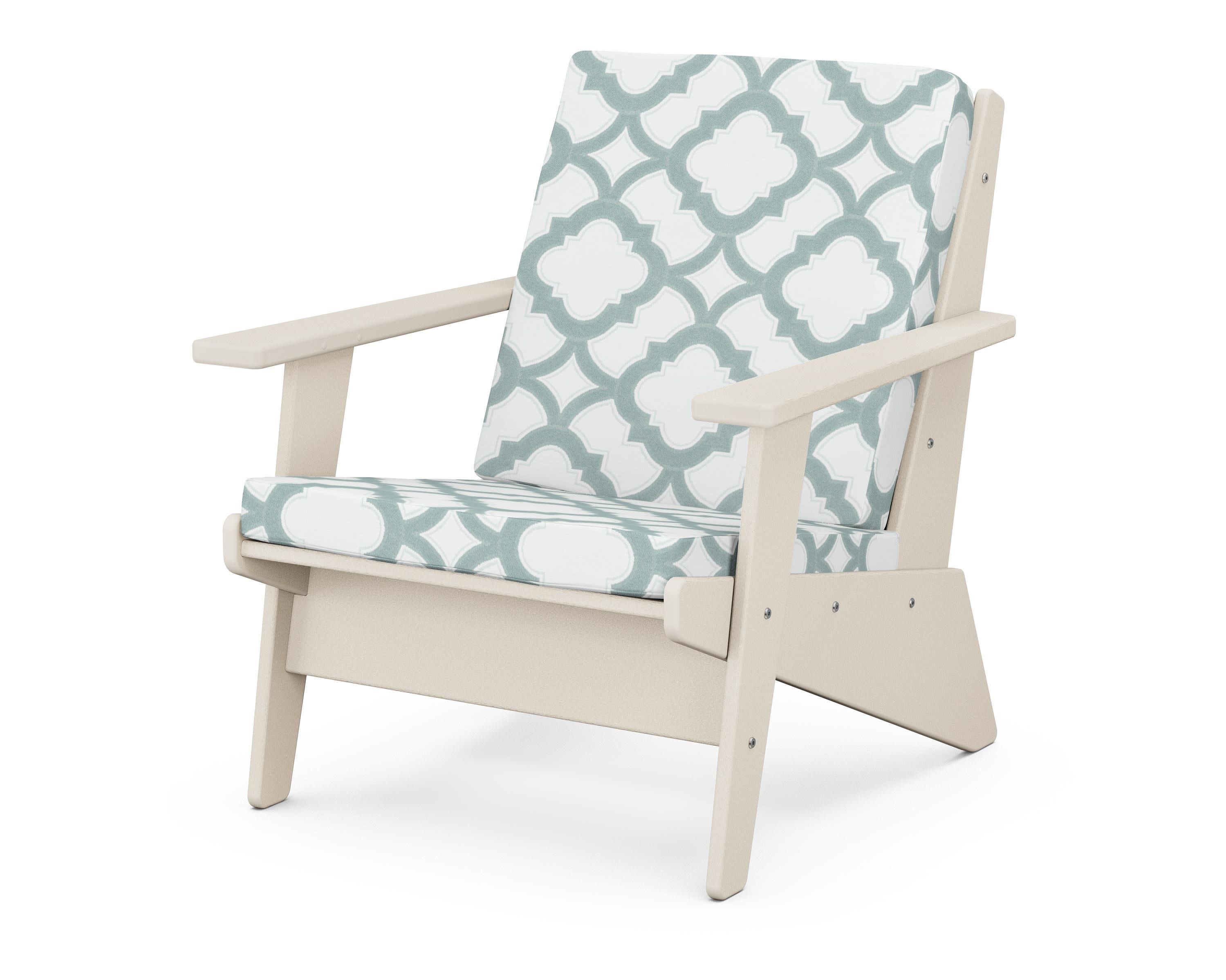 Riviera Modern Lounge Chair in Sand / Trellis Glacier Spa