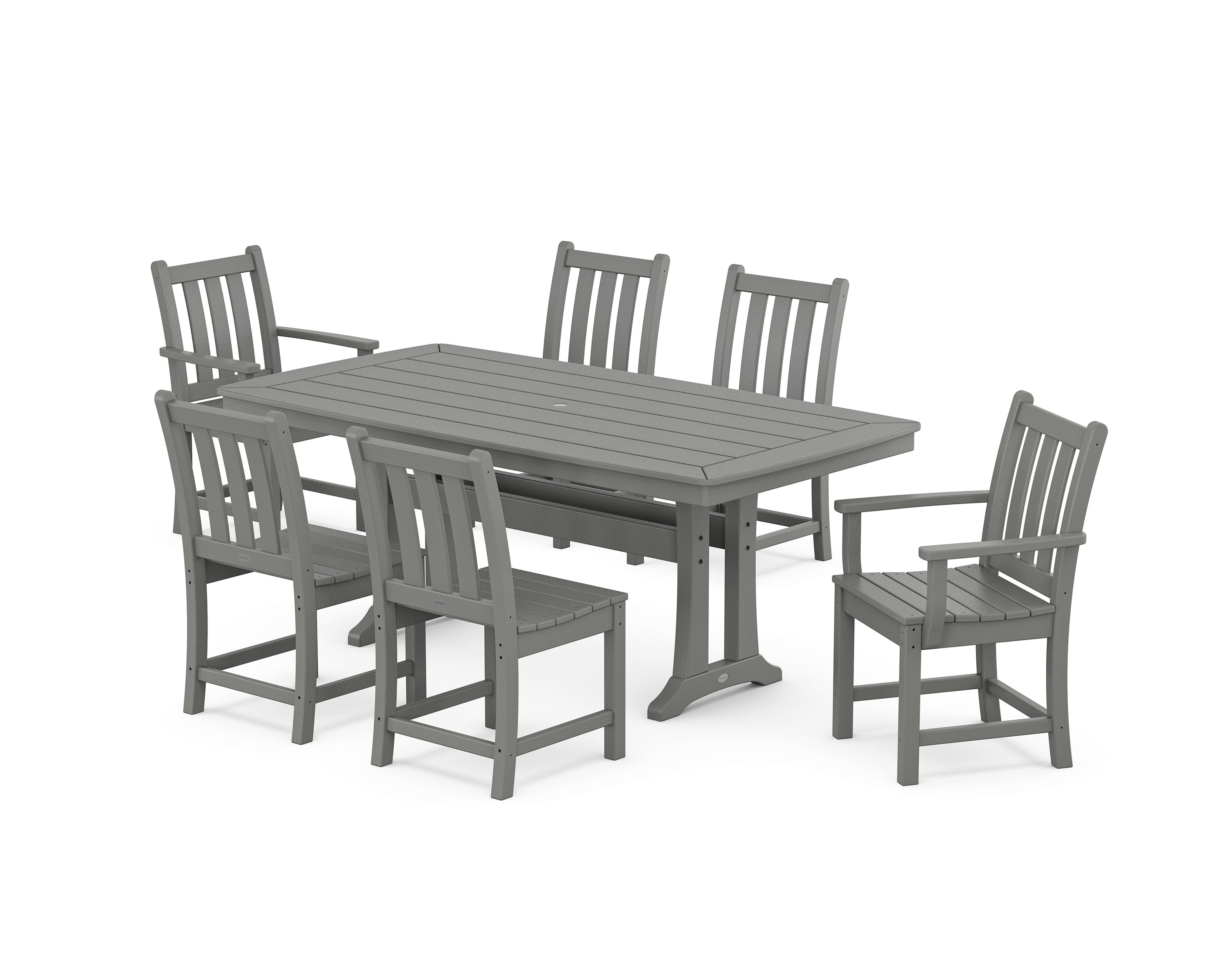Traditional Garden 7-Piece Dining Set with Trestle Legs in Slate Grey