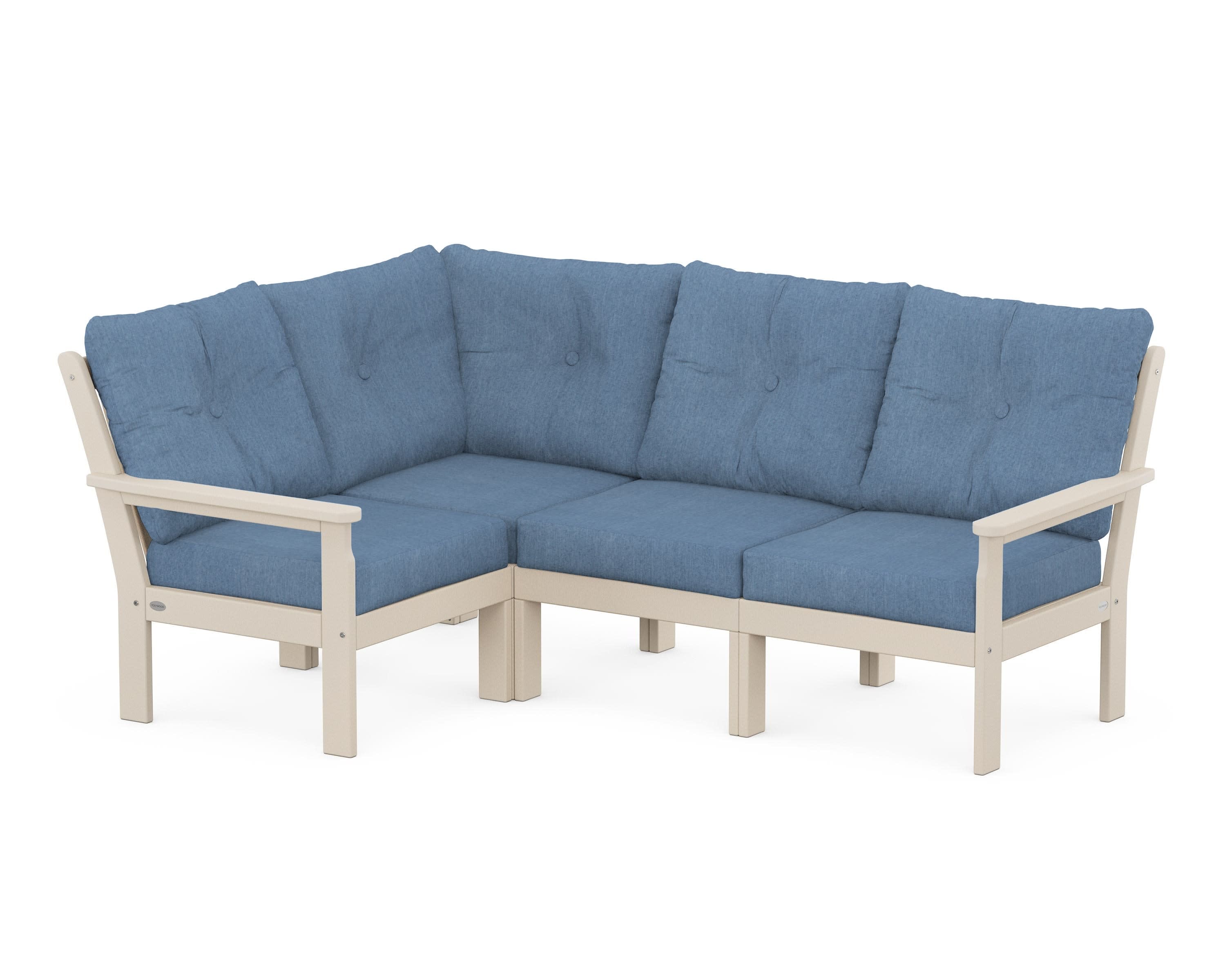 Vineyard 4-Piece Sectional in Sand / Sky Blue