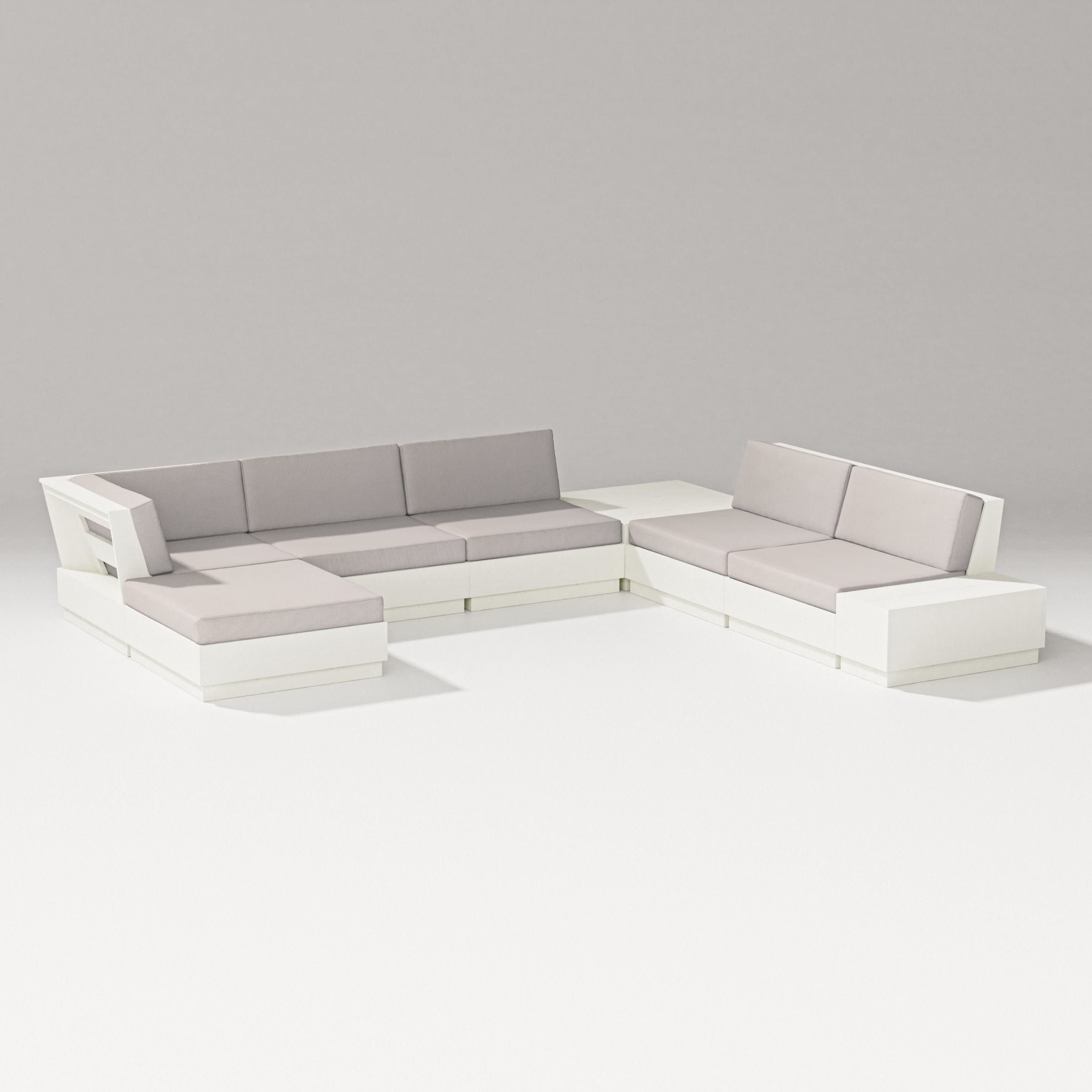 Elevate 8-Piece Corner Sectional in Vintage White / Dune Burlap
