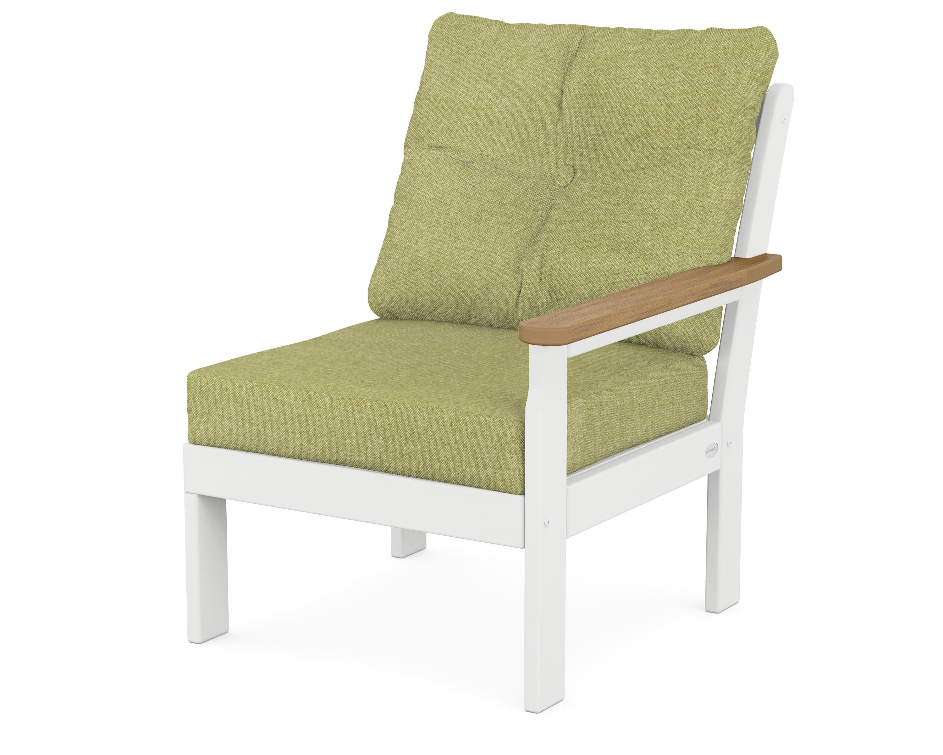 Vineyard Modular Right Arm Chair in White / Natural / Chartreuse Boucle
