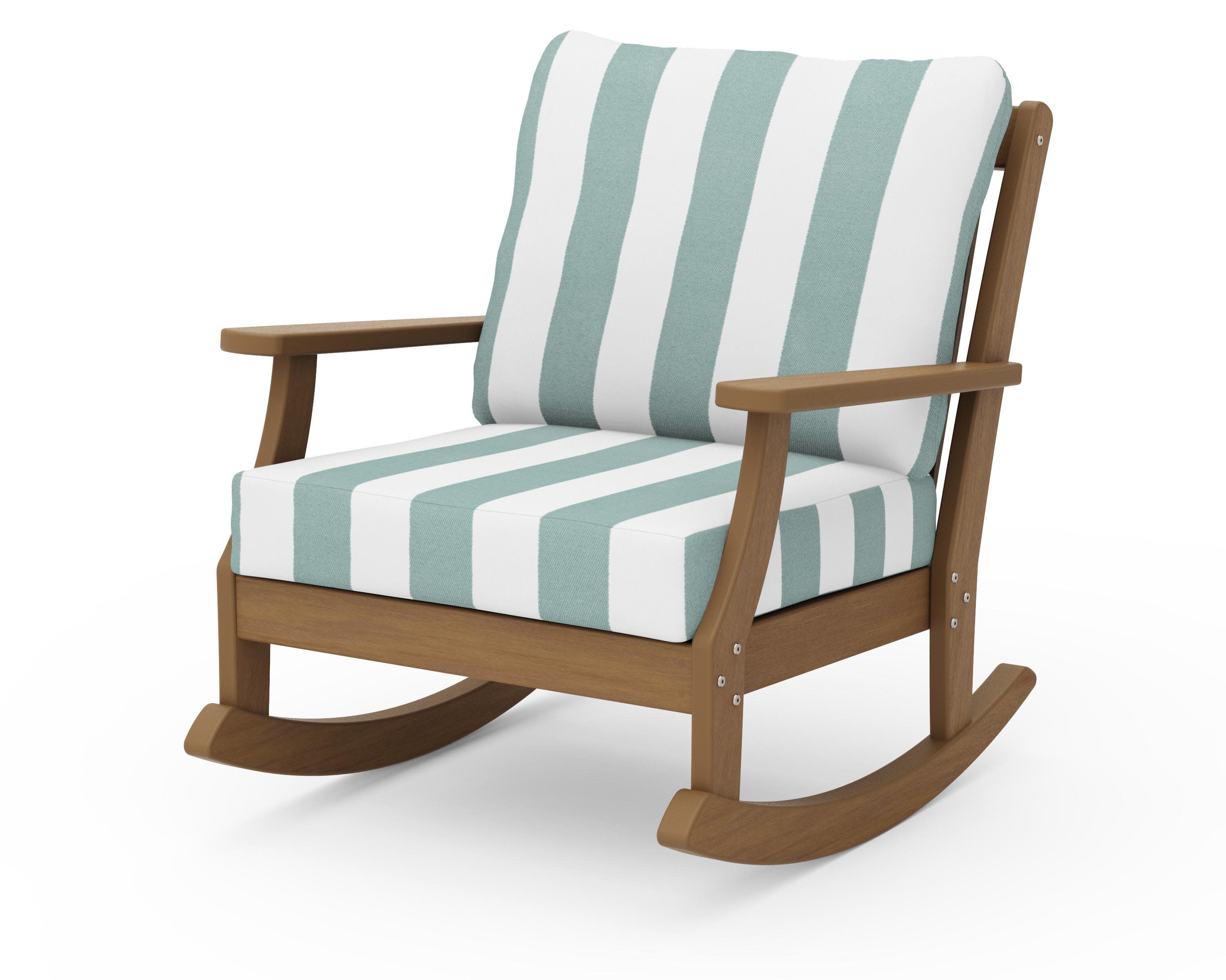Braxton Deep Seating Rocking Chair in Natural / Cabana Stripe Glacier Spa