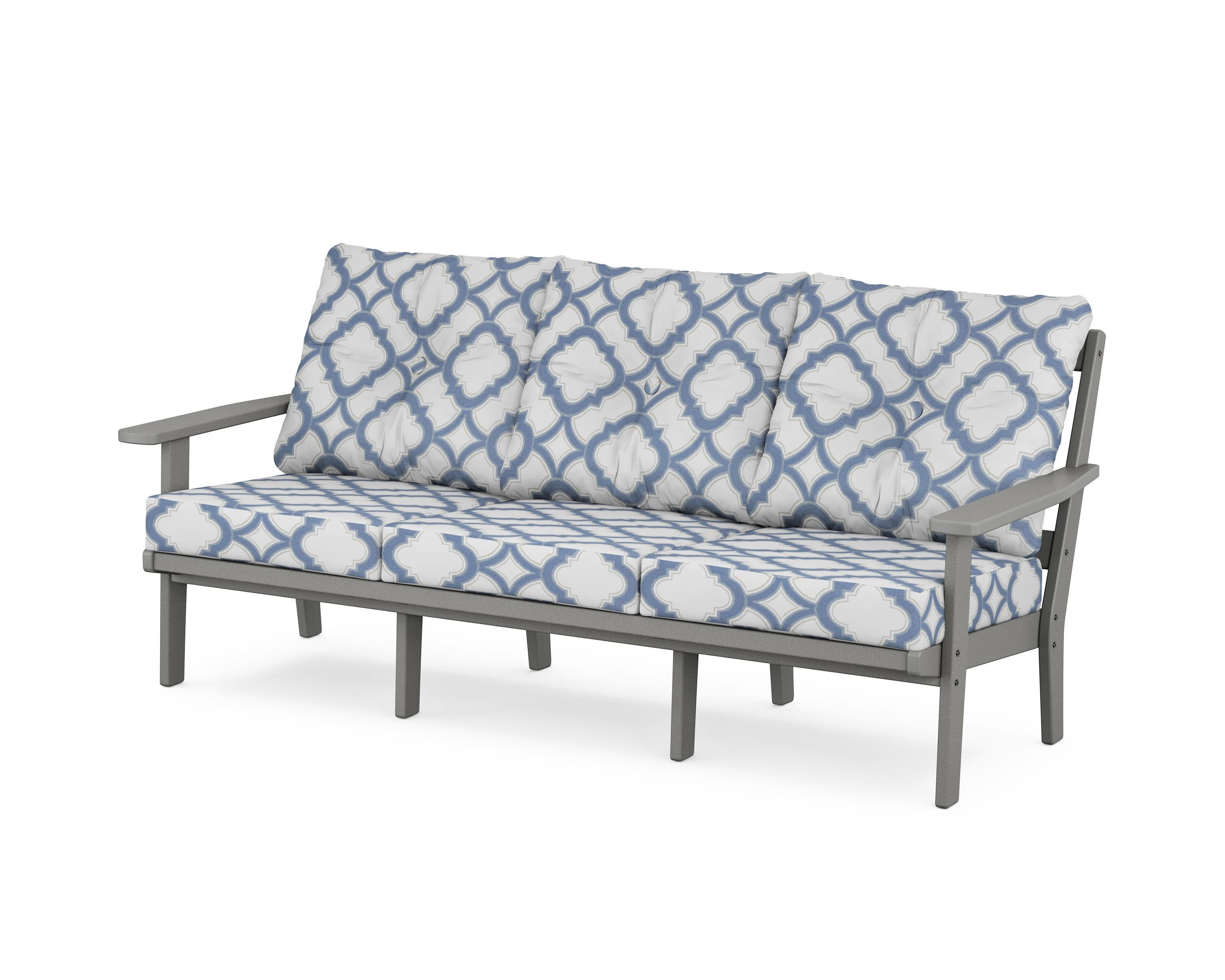 Oxford Deep Seating Sofa in Slate Grey / Trellis Sky Blue