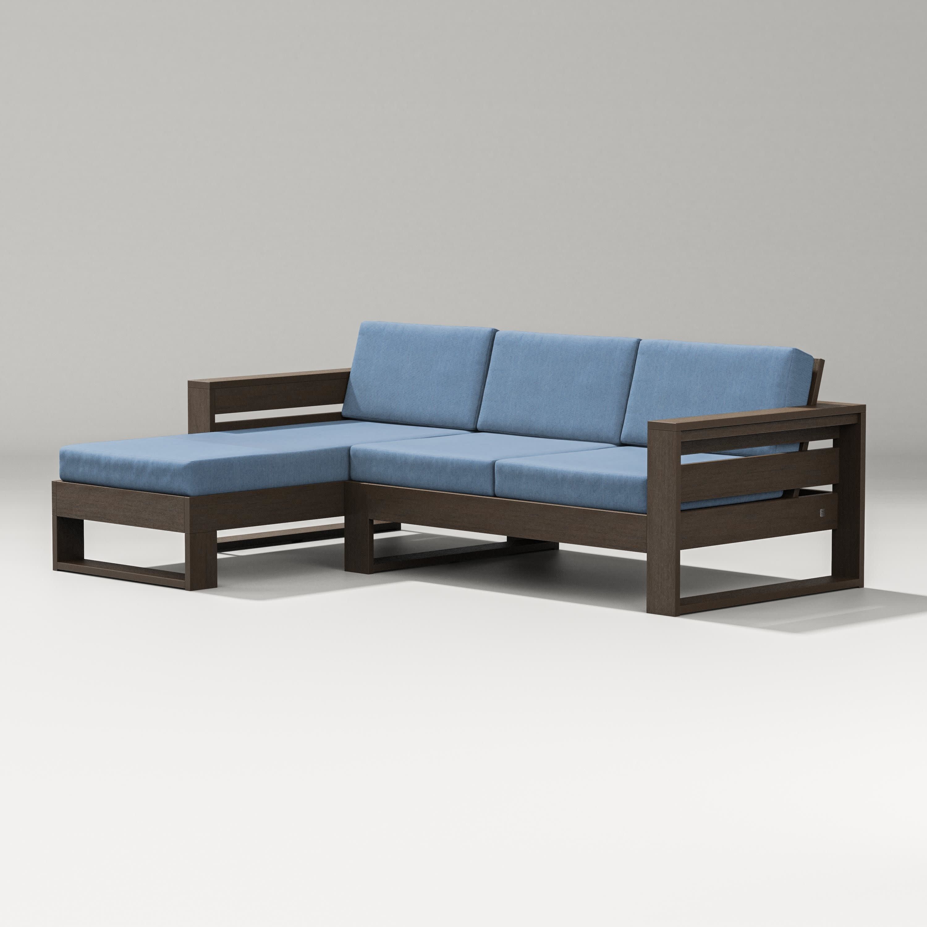 Latitude Left Chaise Sectional in Kona / Sky Blue