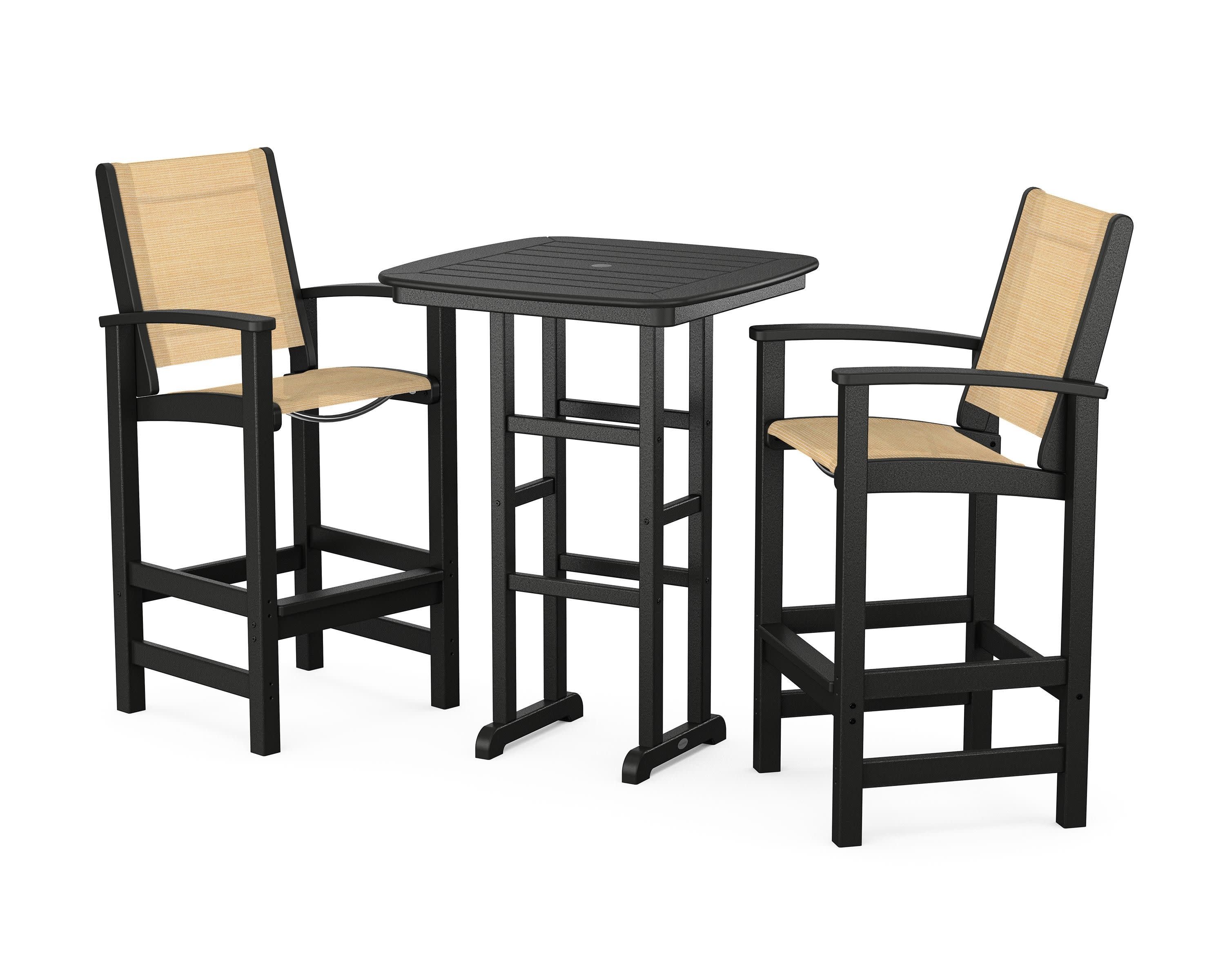 Coastal 3-Piece Bar Set in Black / Dupioni Apricot Sling