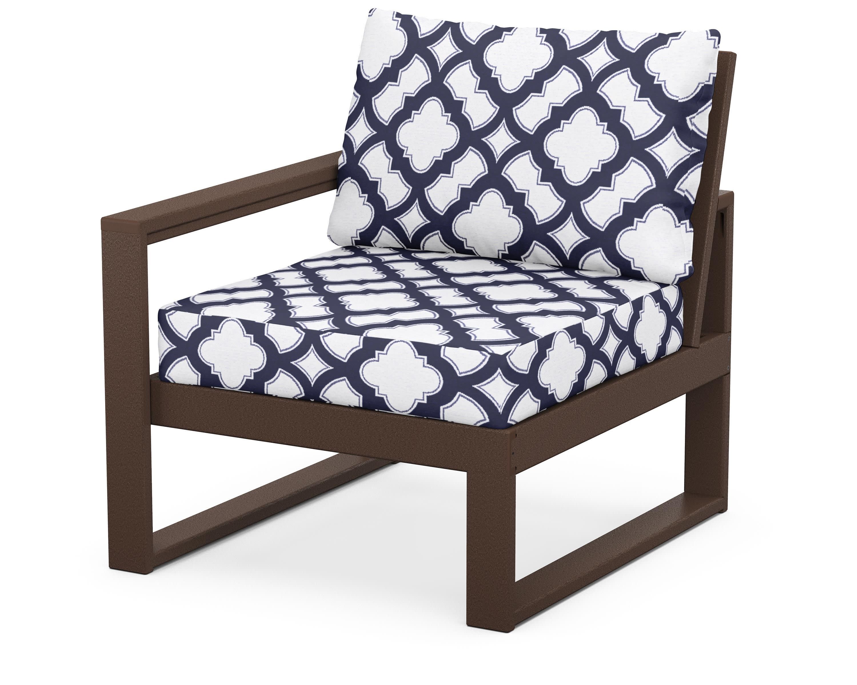 EDGE Modular Left Arm Chair in Mahogany / Trellis Navy