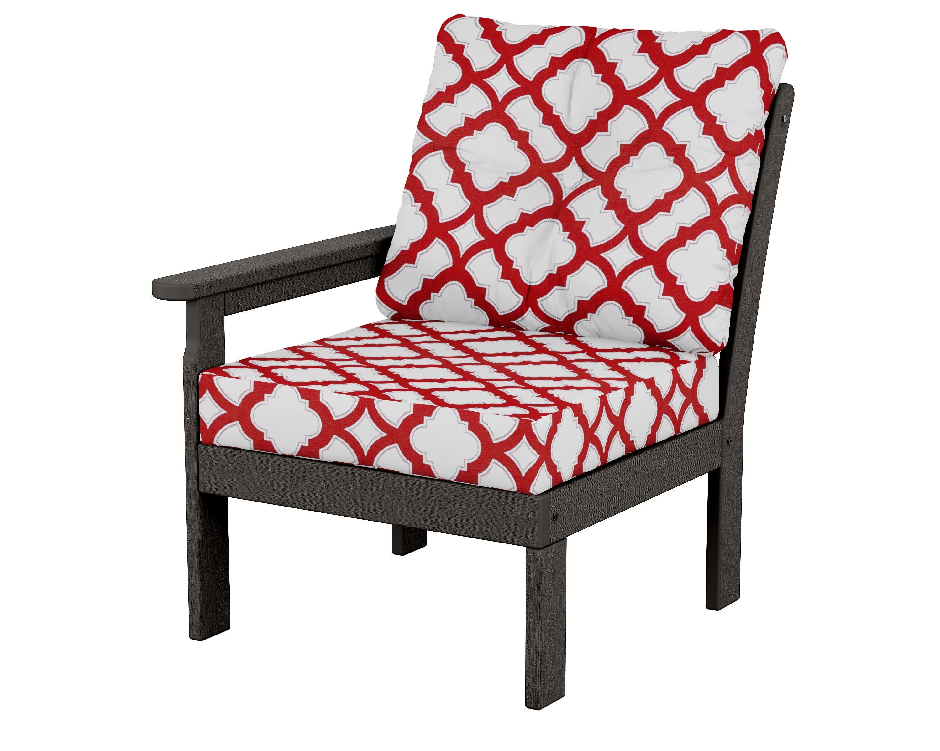 Vineyard Modular Left Arm Chair in Vintage Coffee / Trellis Crimson