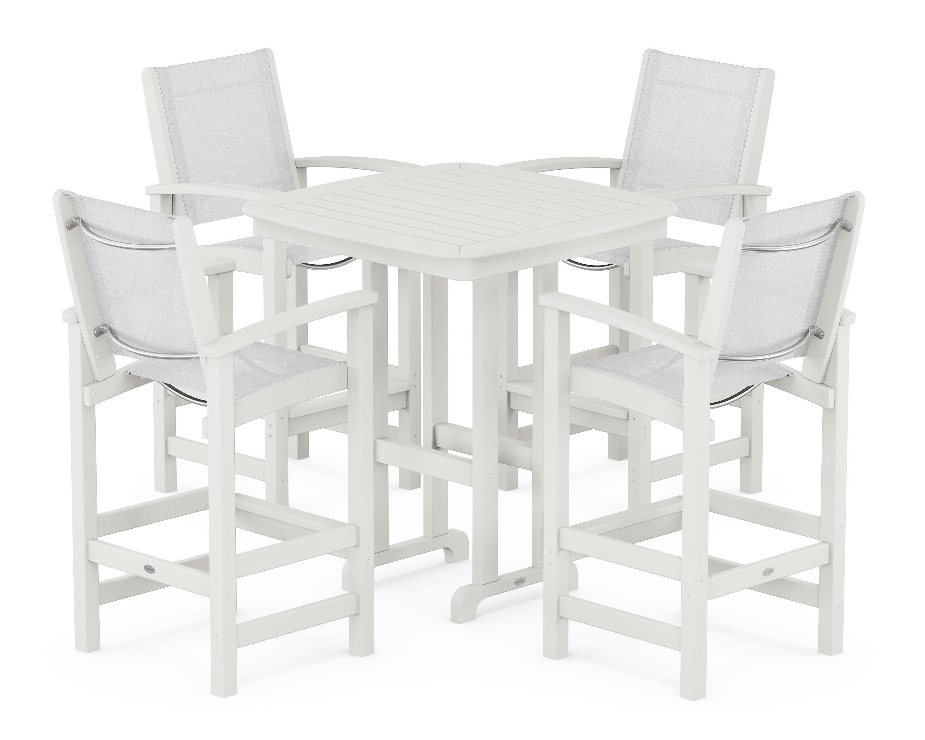 Coastal 5-Piece Bar Set in Vintage White / White Sling