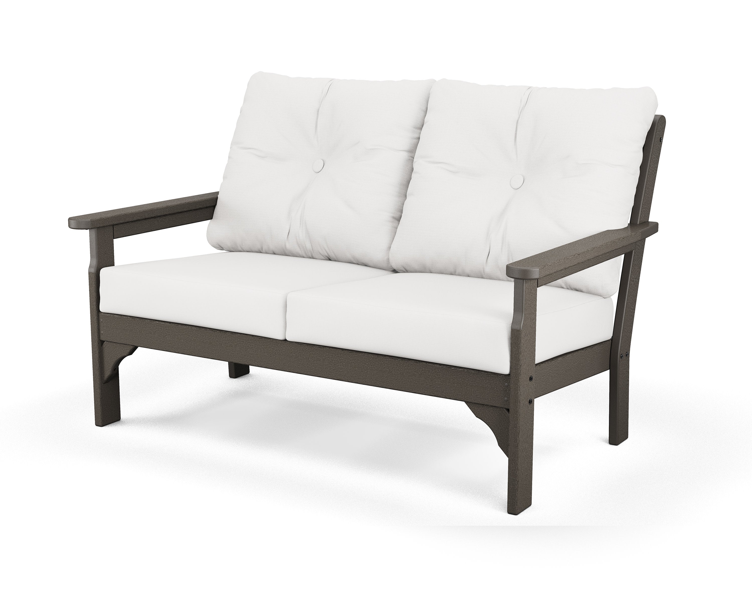 Vineyard Deep Seating Loveseat in Vintage Coffee / Natural Linen