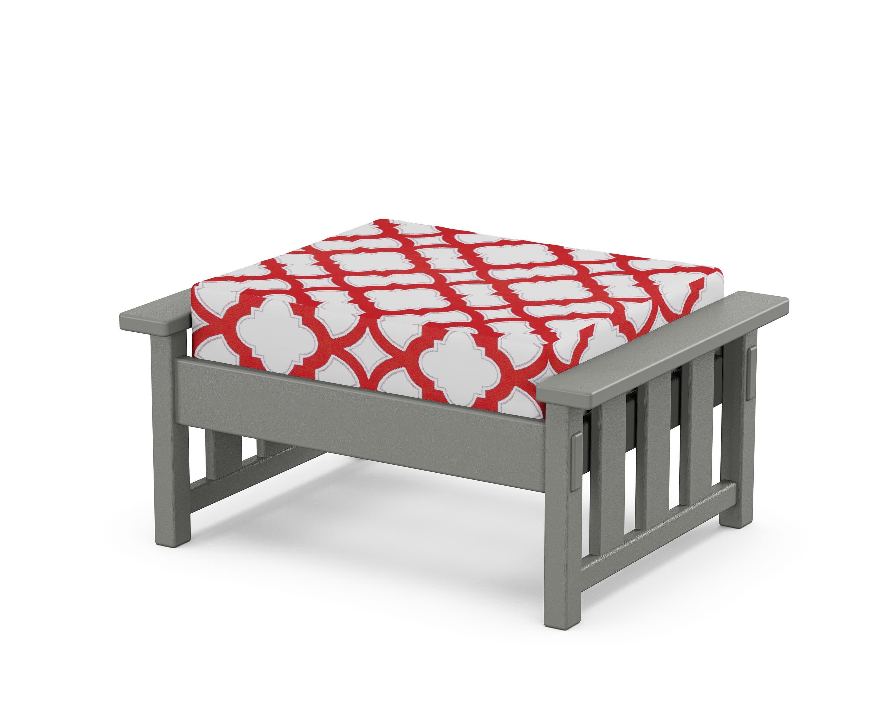 Acadia Deep Seating Ottoman in Slate Grey / Trellis Crimson