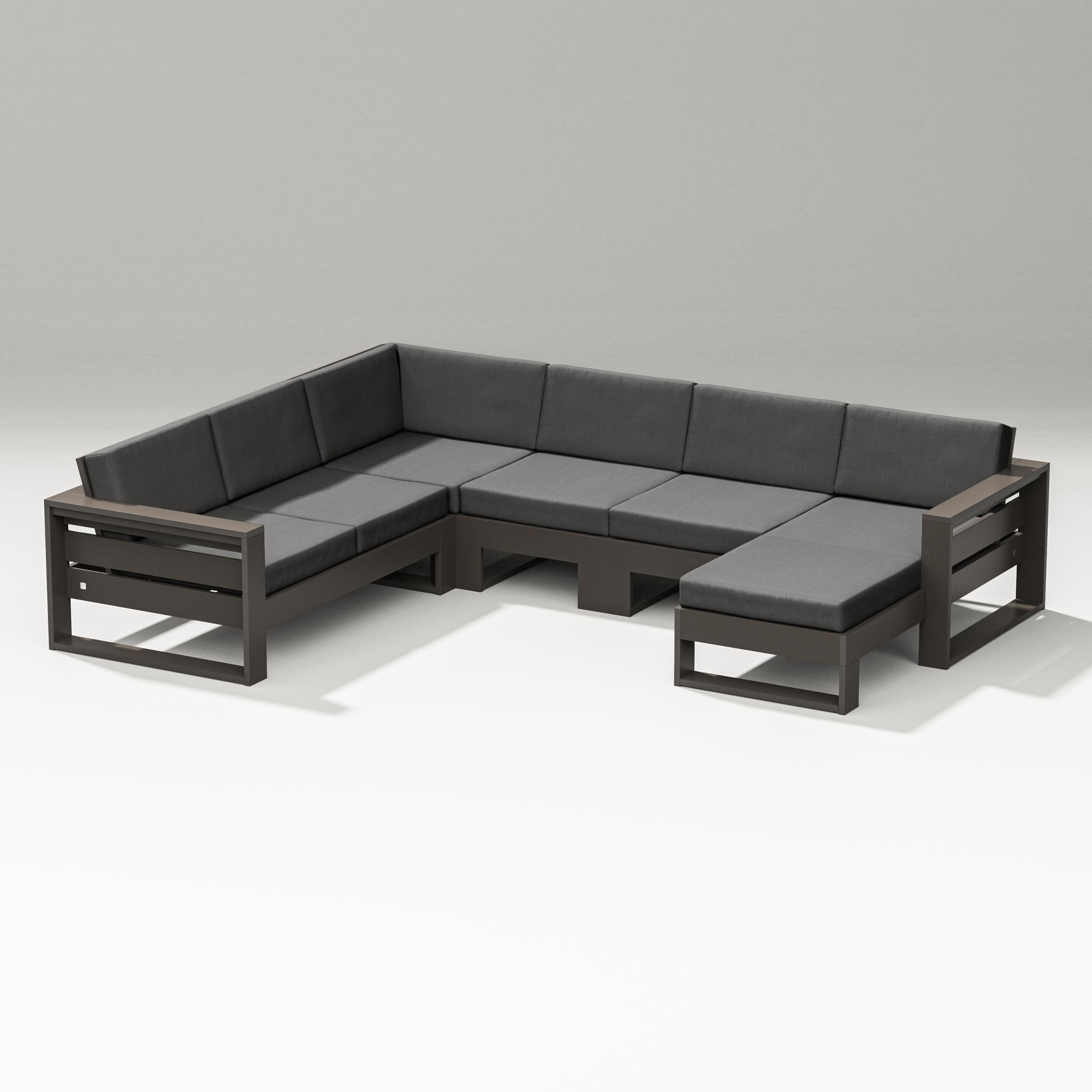 Latitude Corner Sectional with Right Chaise in Vintage Coffee / Spectrum Carbon