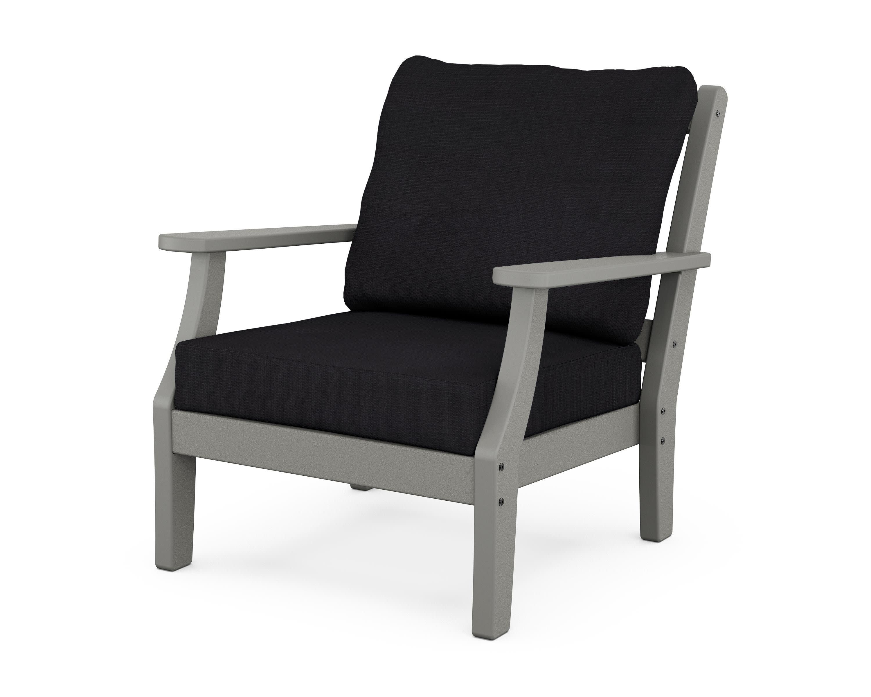 Chinoiserie Deep Seating Chair in Slate Grey / Midnight Linen