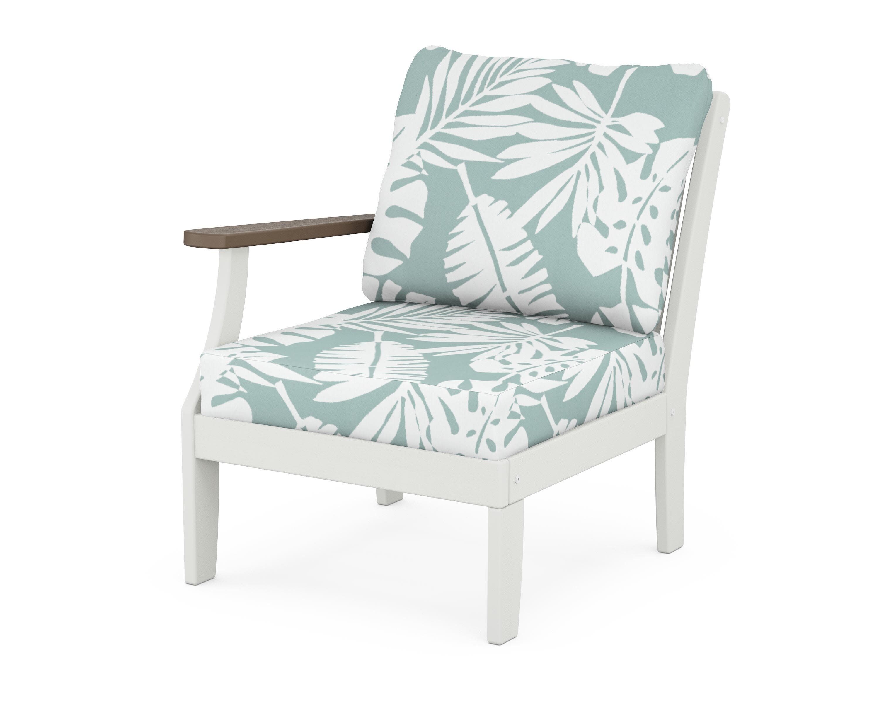 Braxton Modular Left Arm Chair in White / Kona / Leaf Glacier Spa