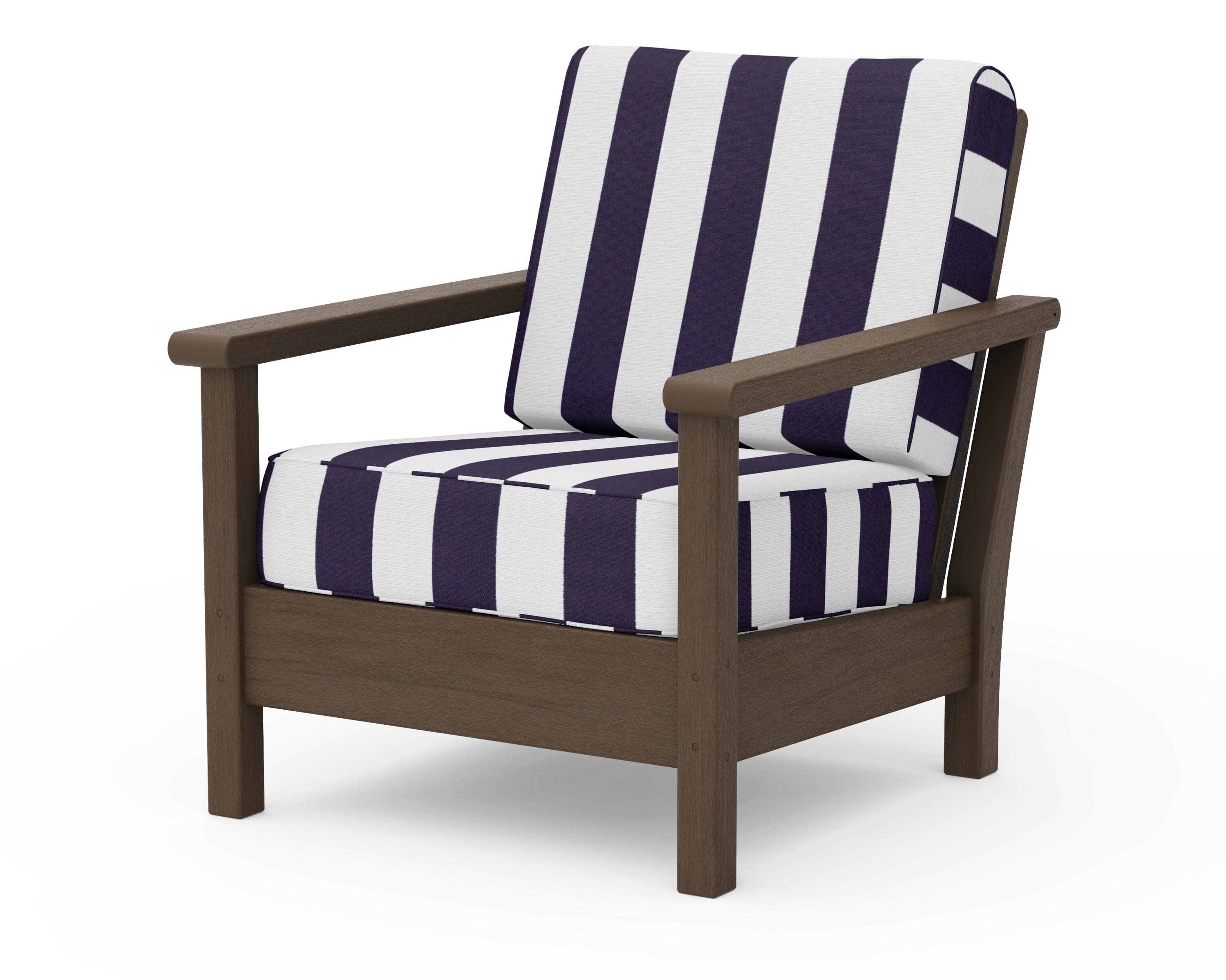 Harbour Deep Seating Chair in Kona / Cabana Stripe Navy
