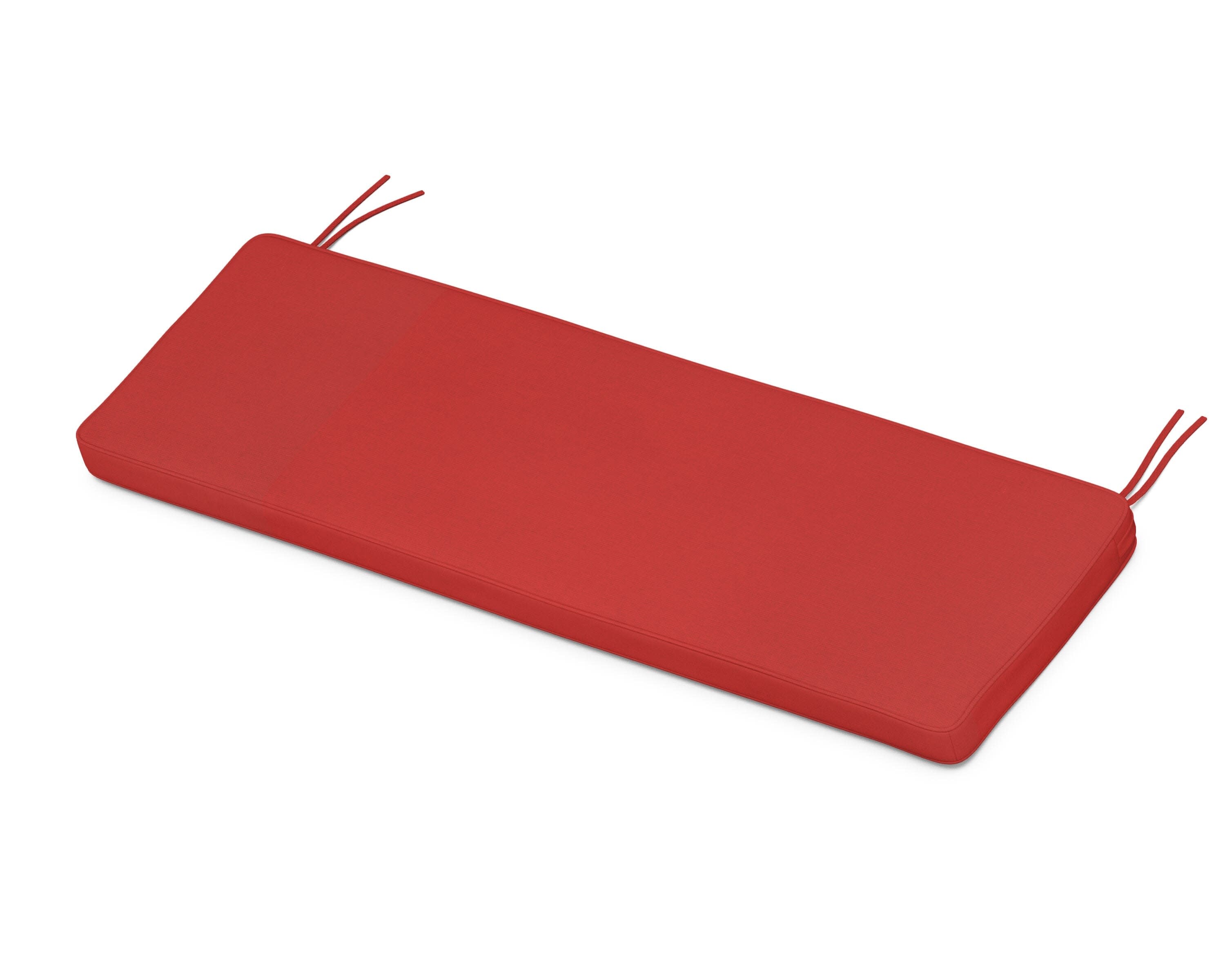 Chinoiserie Bench Seat Cushion in Crimson Linen