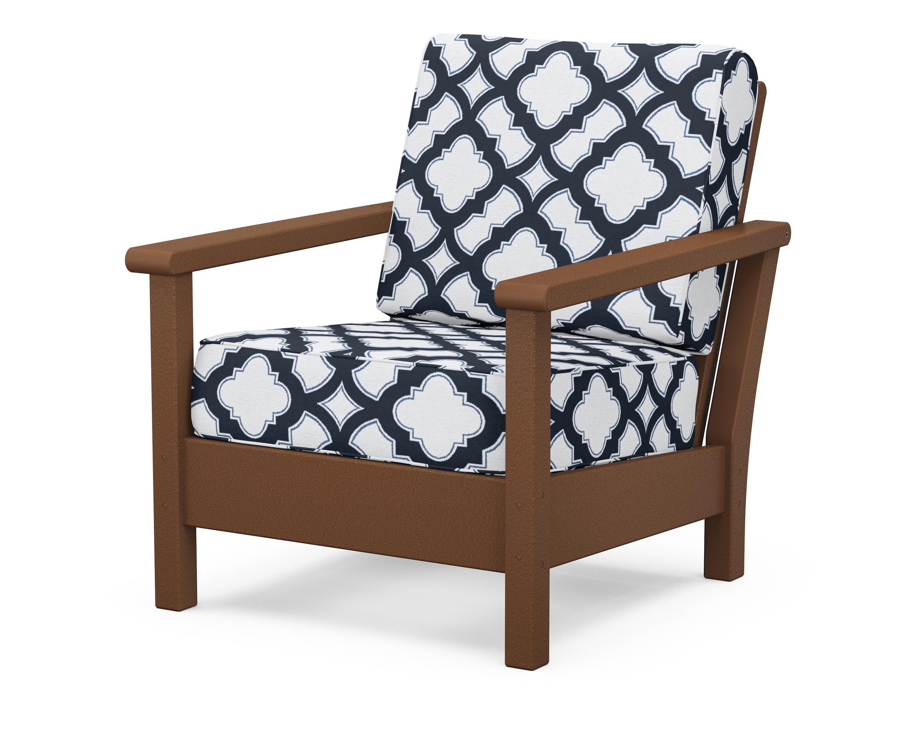 Harbour Deep Seating Chair in Teak / Trellis Marine Indigo