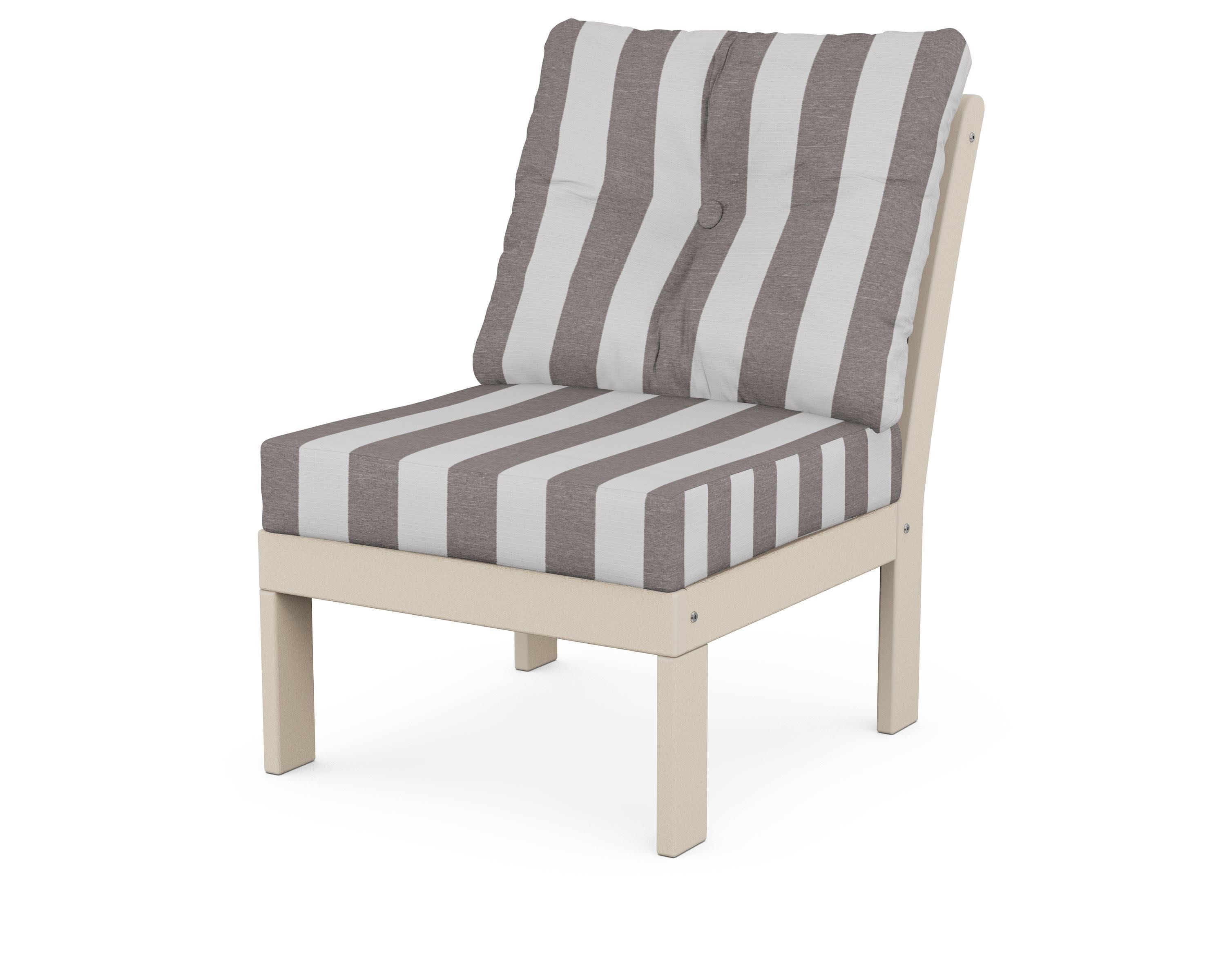 Vineyard Modular Armless Chair in Sand / Cabana Stripe Grey Mist