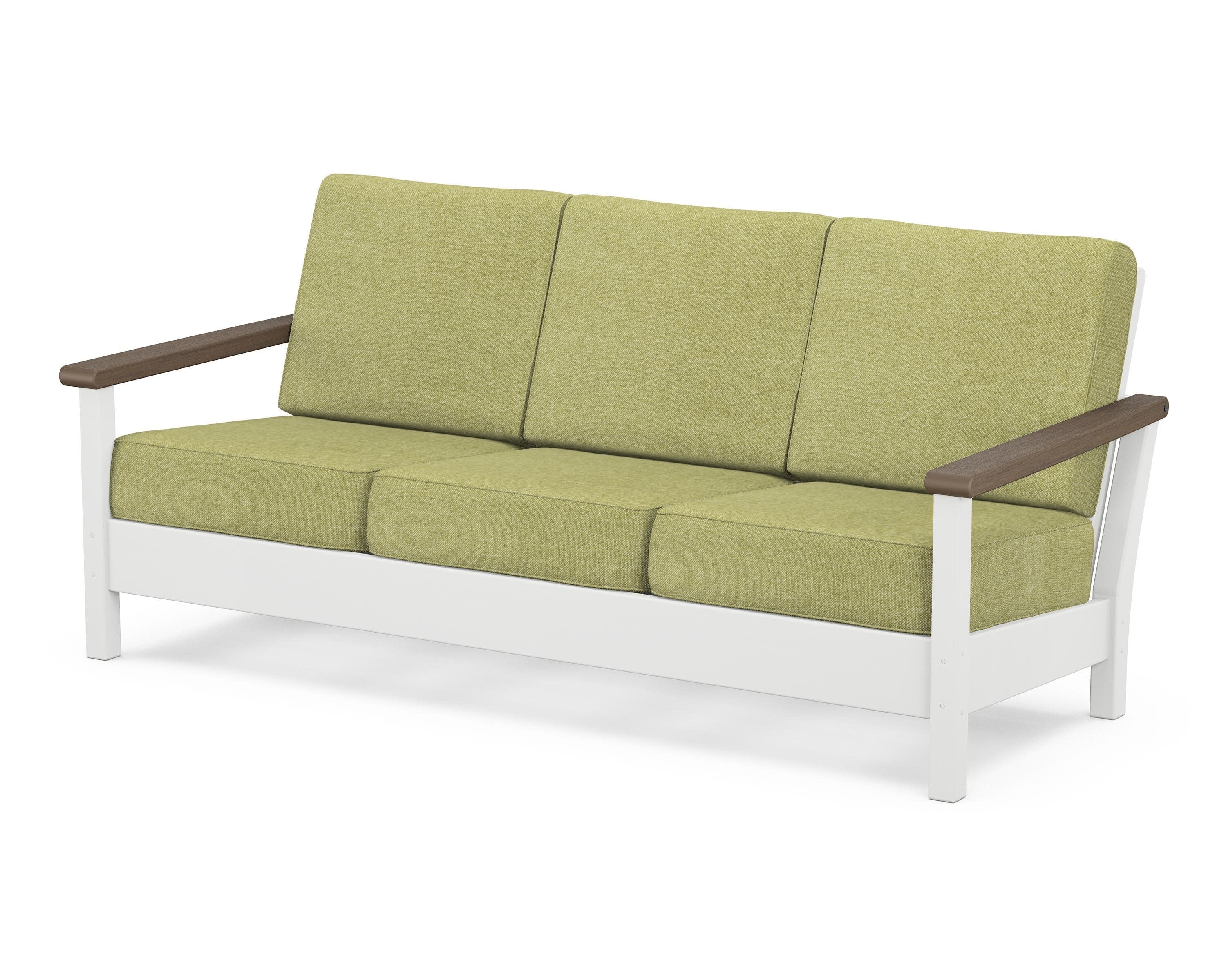 Harbour Deep Seating Sofa in White / Kona / Chartreuse Boucle