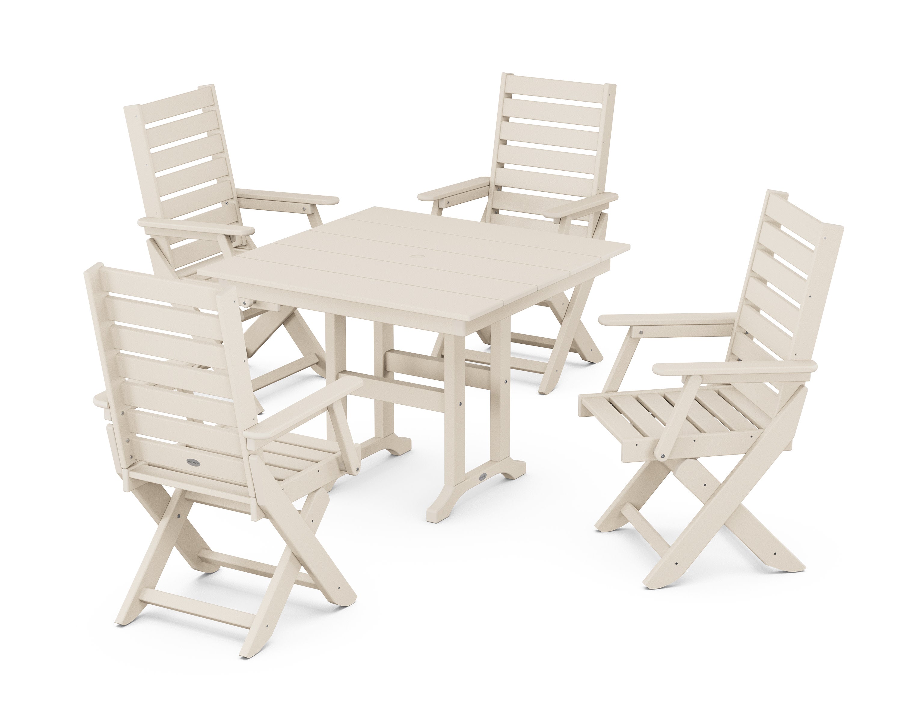 Captain Folding Chair 5-Piece Farmhouse Dining Set in Sand