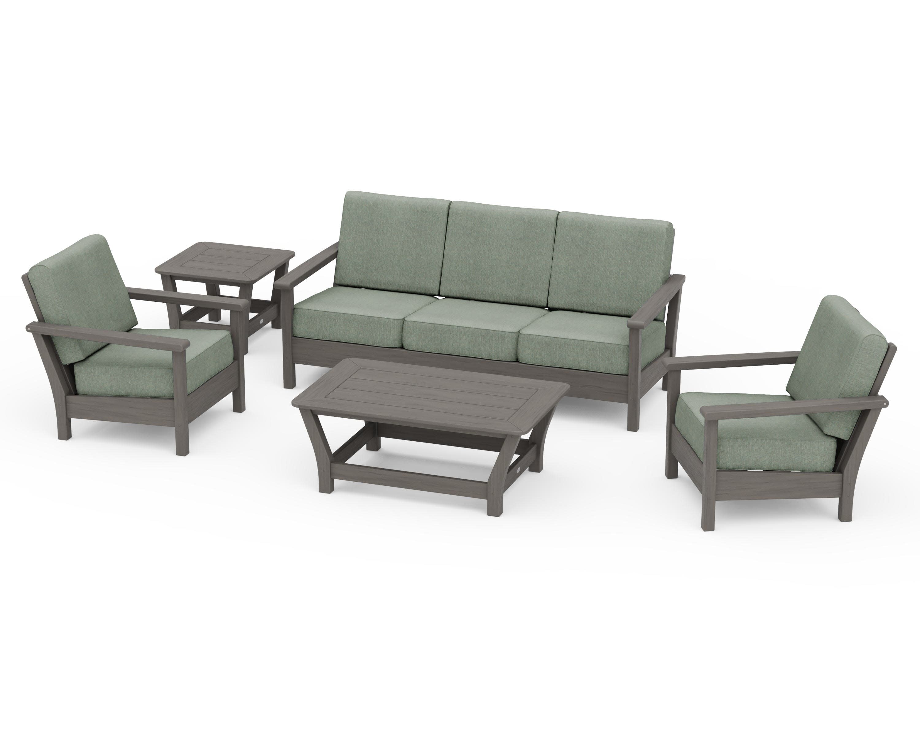 Harbour 5-Piece Deep Seating Set in Driftwood / Cast Sage