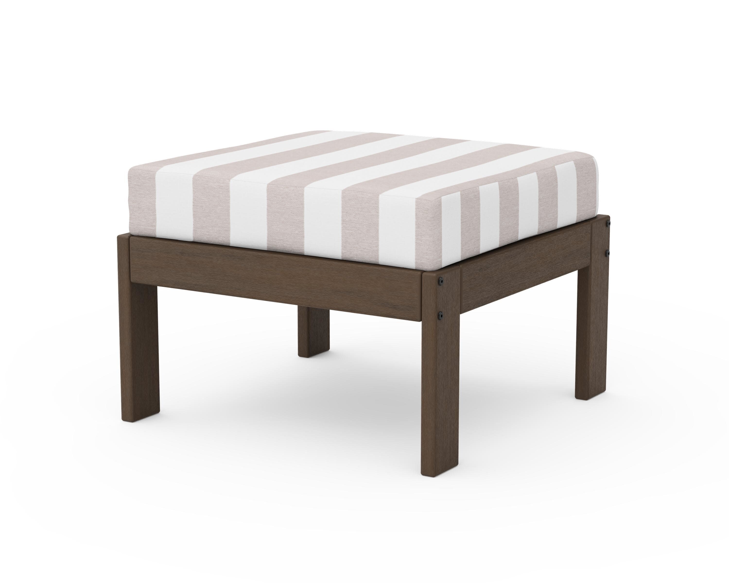 Vineyard Modular Ottoman in Kona / Cabana Stripe Dune Burlap
