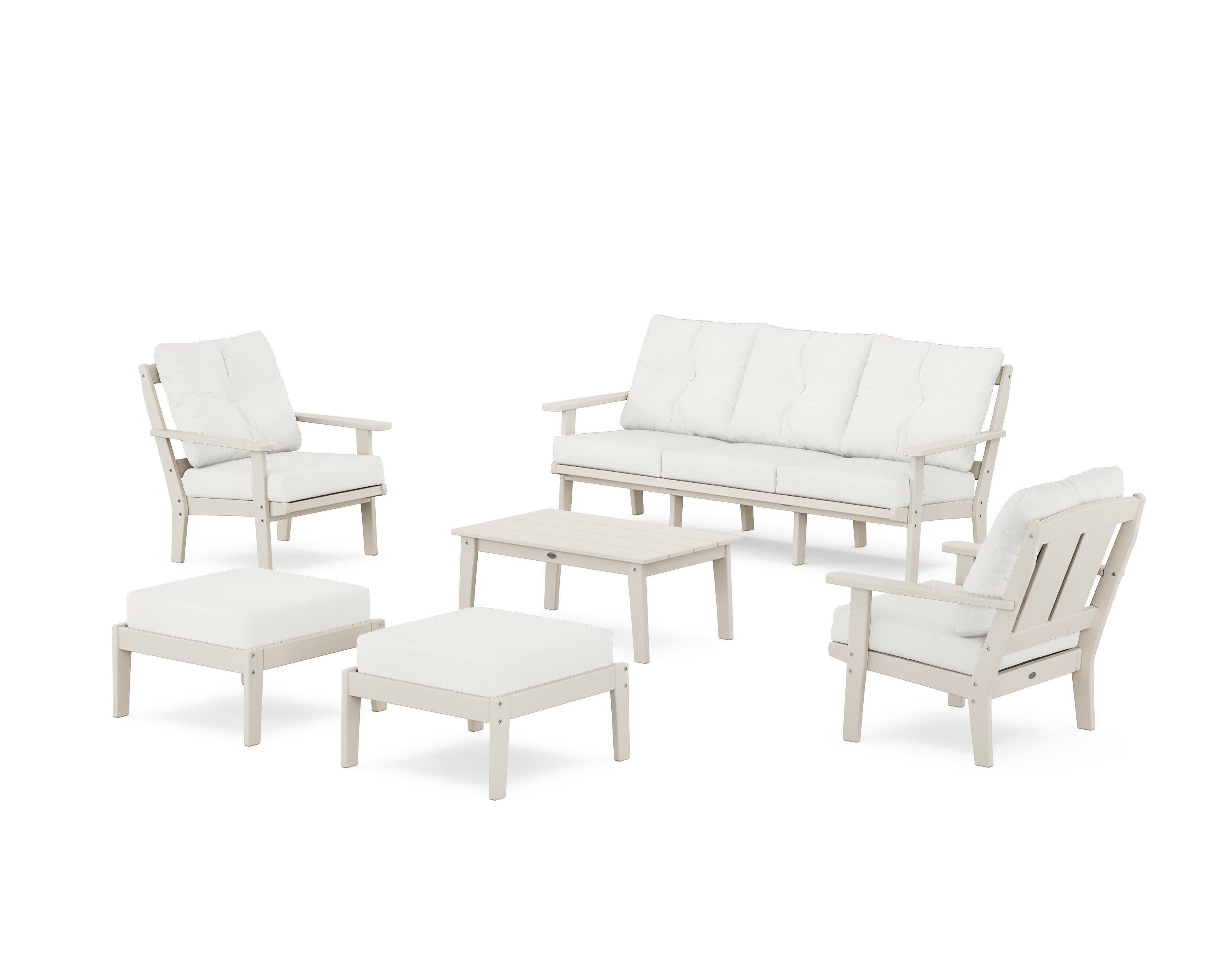 Mission 6-Piece Lounge Sofa Set in Sand / Natural Linen