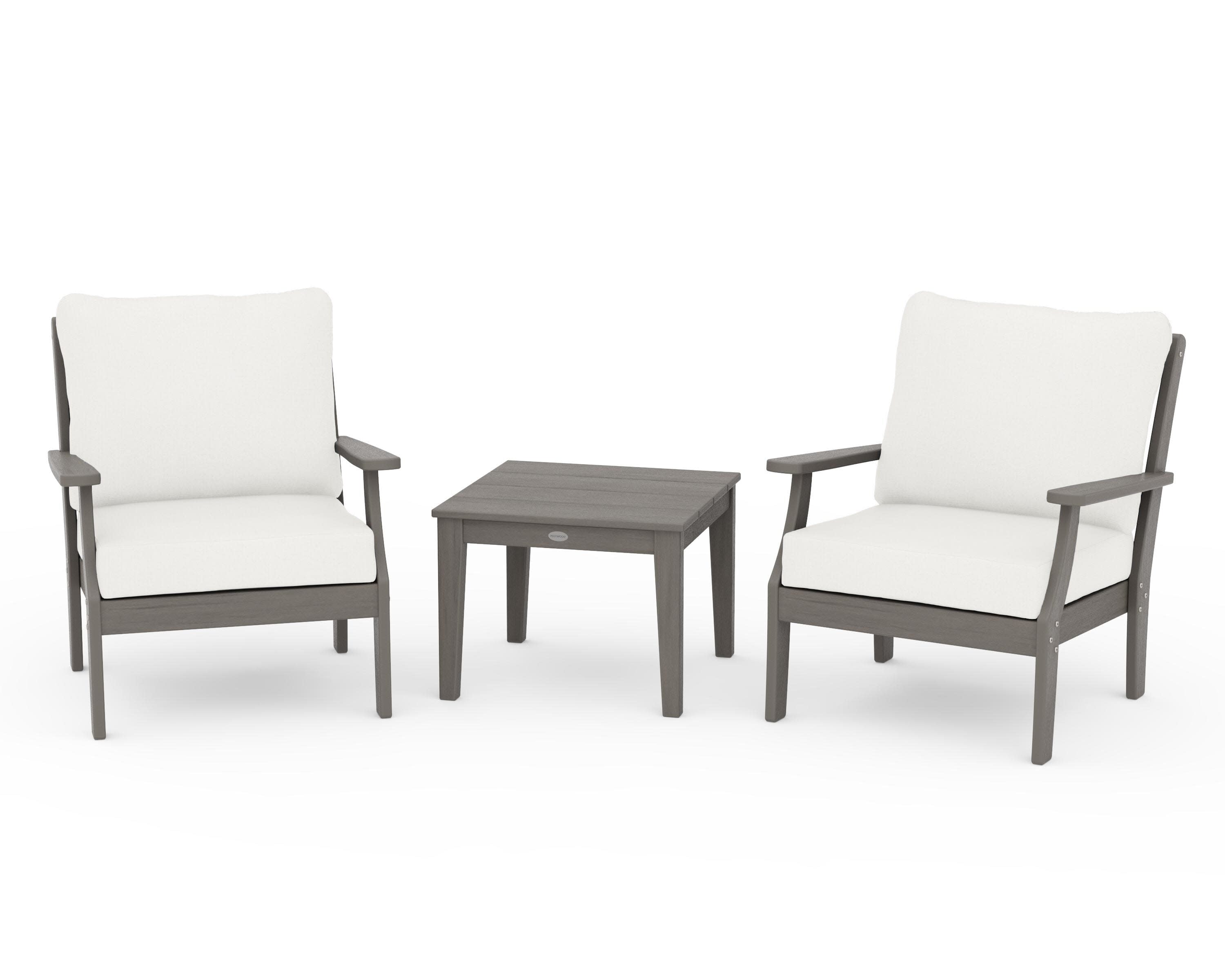 Braxton 3-Piece Deep Seating Set in Driftwood / Natural Linen
