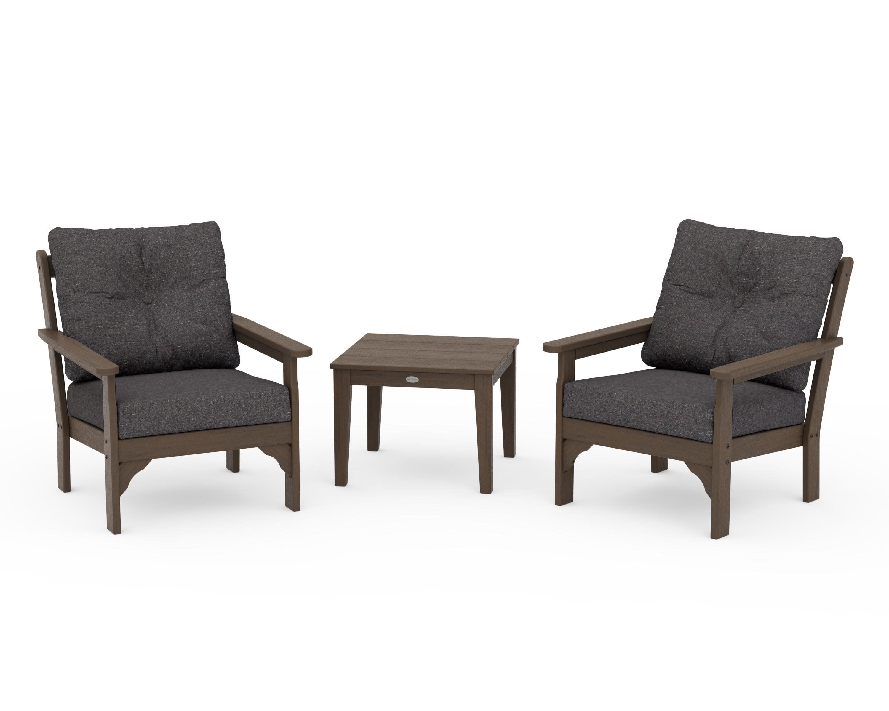Vineyard 3-Piece Deep Seating Set in Kona / Ash Charcoal