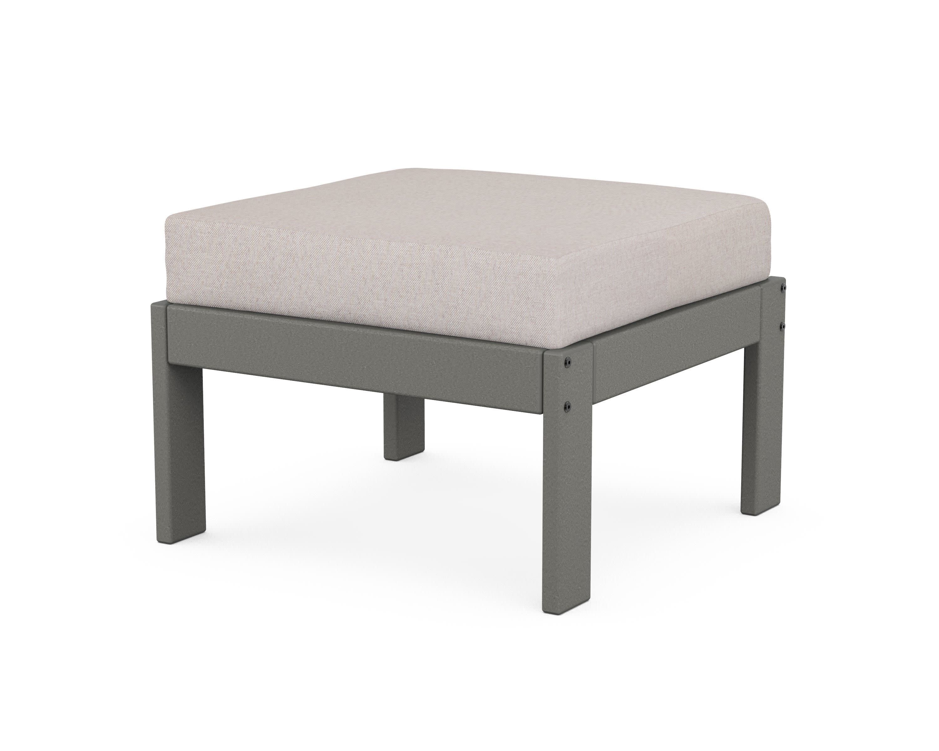 Vineyard Modular Ottoman in Slate Grey / Dune Burlap