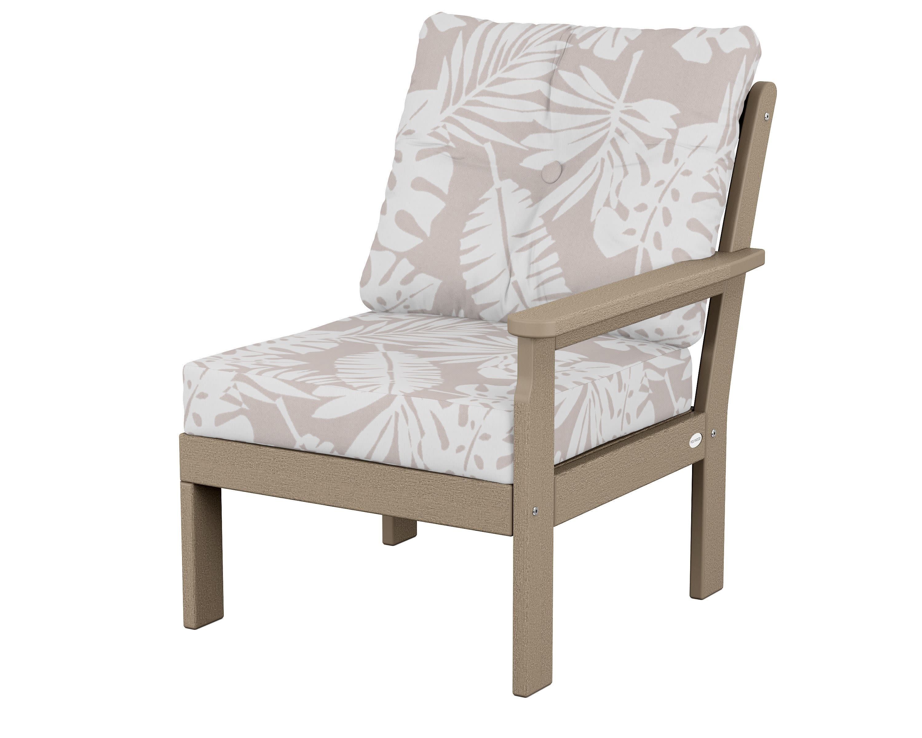 Vineyard Modular Right Arm Chair in Vintage Sahara / Leaf Dune Burlap