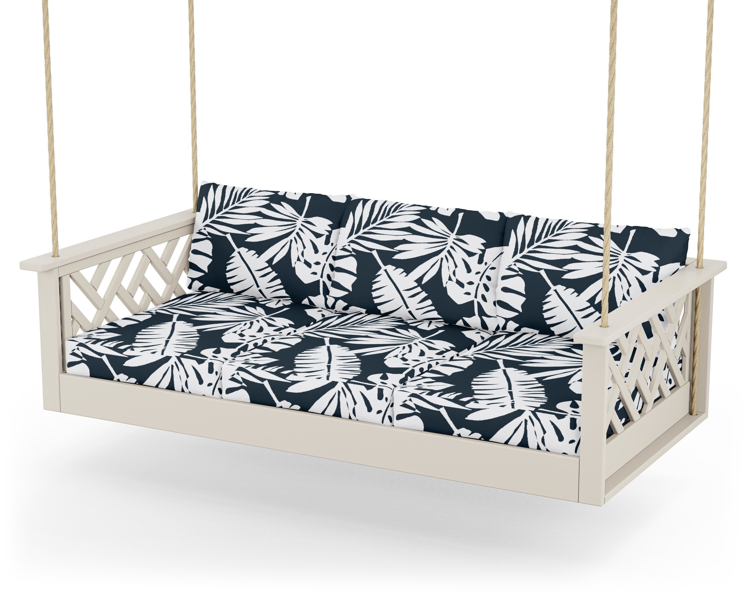 Chippendale Daybed Swing in Sand / Leaf Marine Indigo