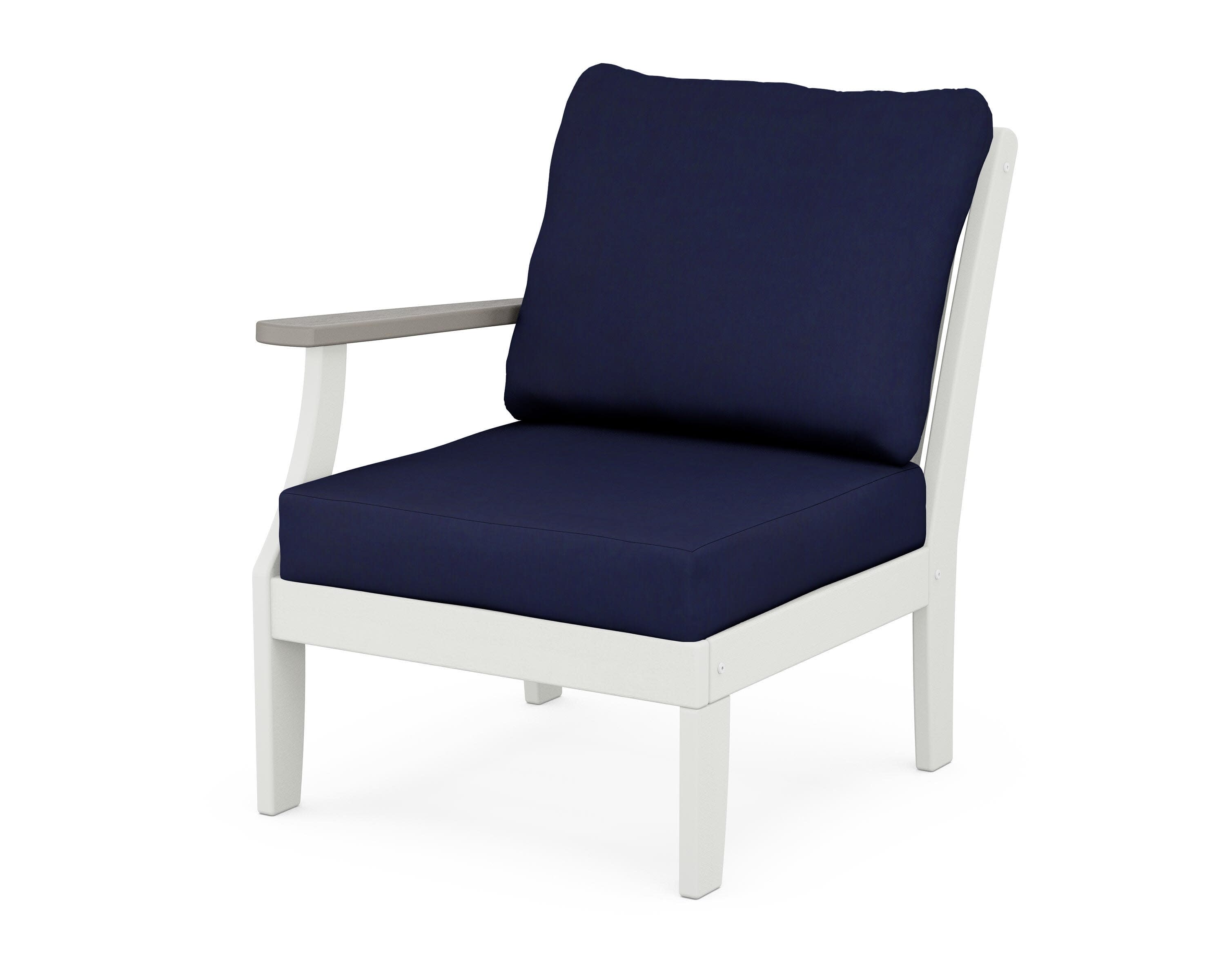Braxton Modular Left Arm Chair in White / Driftwood / Navy