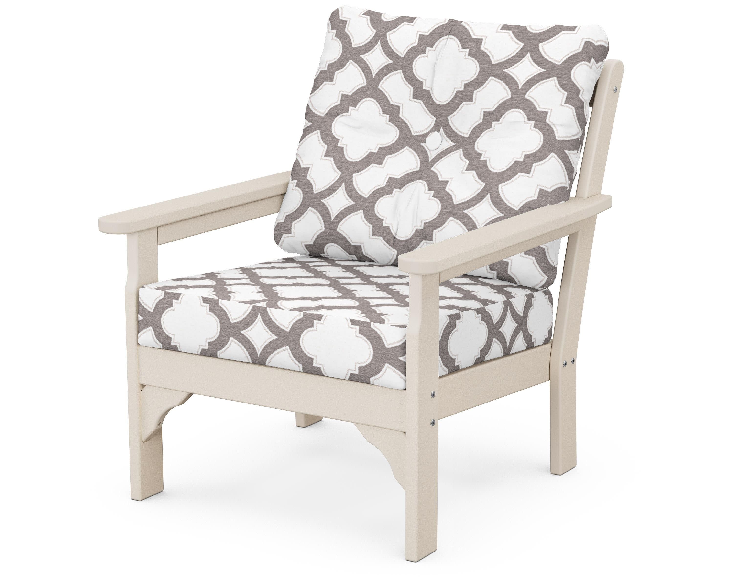 Vineyard Deep Seating Chair in Sand / Trellis Grey Mist