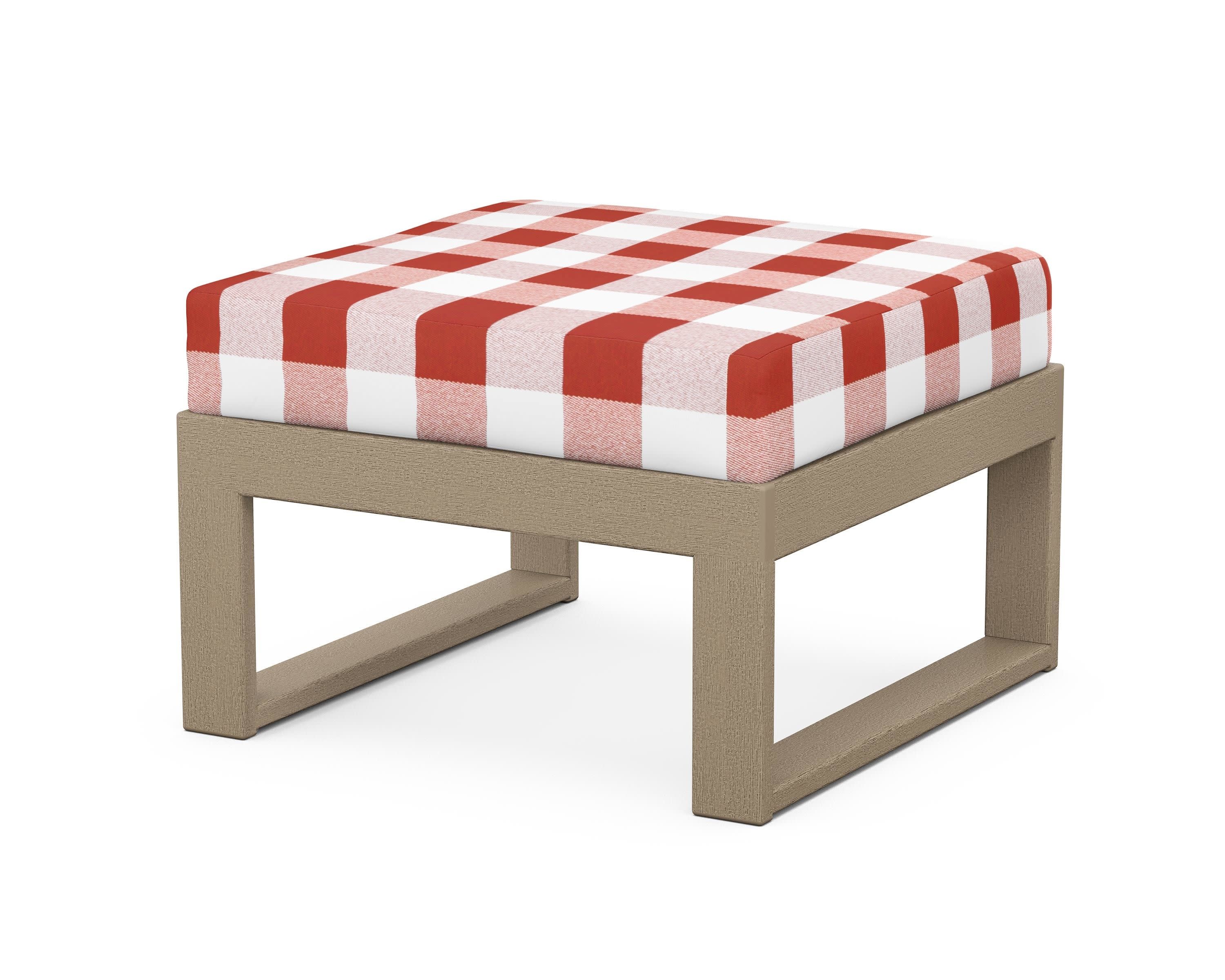 Modular Ottoman - Modern in Vintage Sahara / Buffalo Plaid Crimson