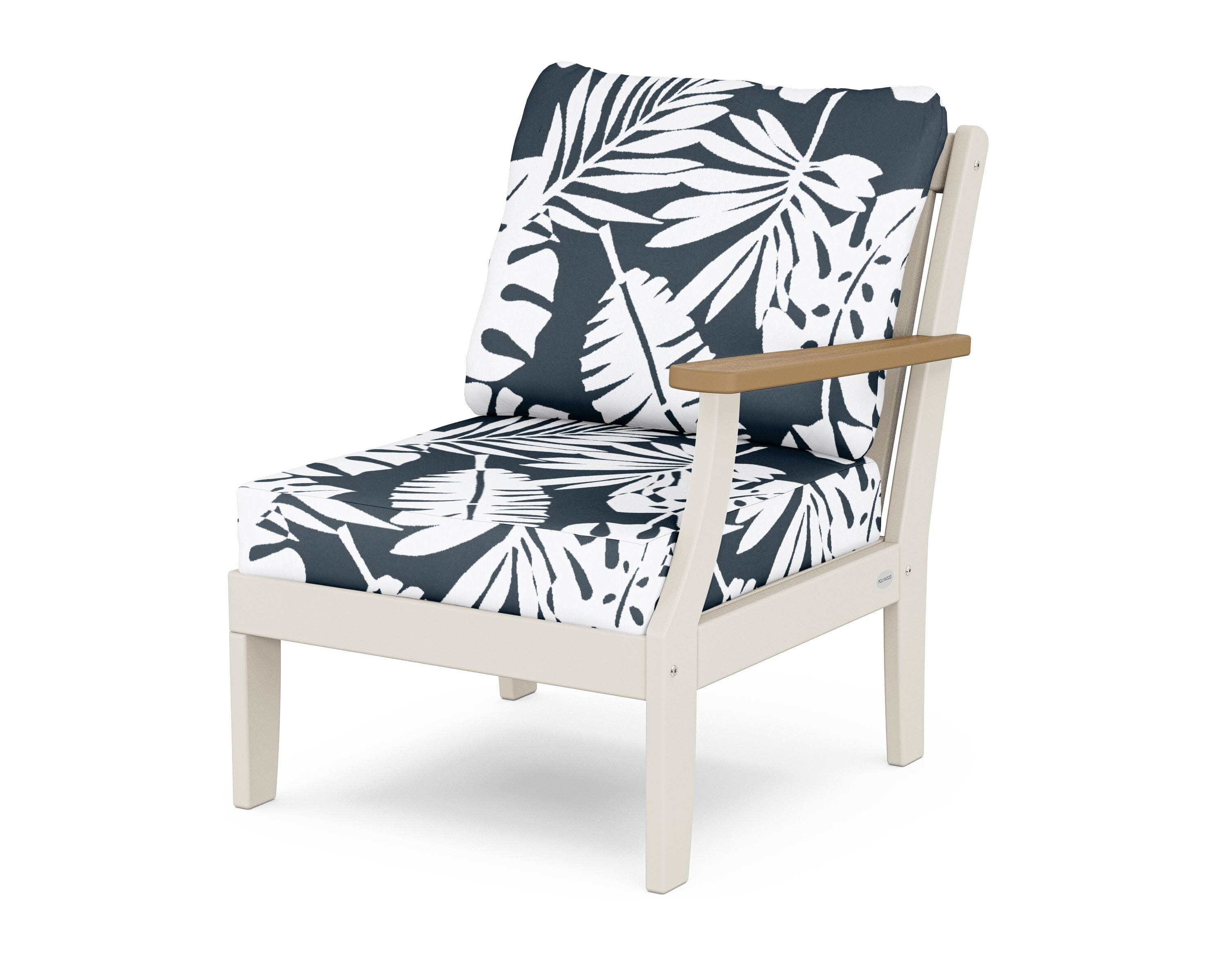 Braxton Modular Right Arm Chair in Sand / Natural / Leaf Marine Indigo
