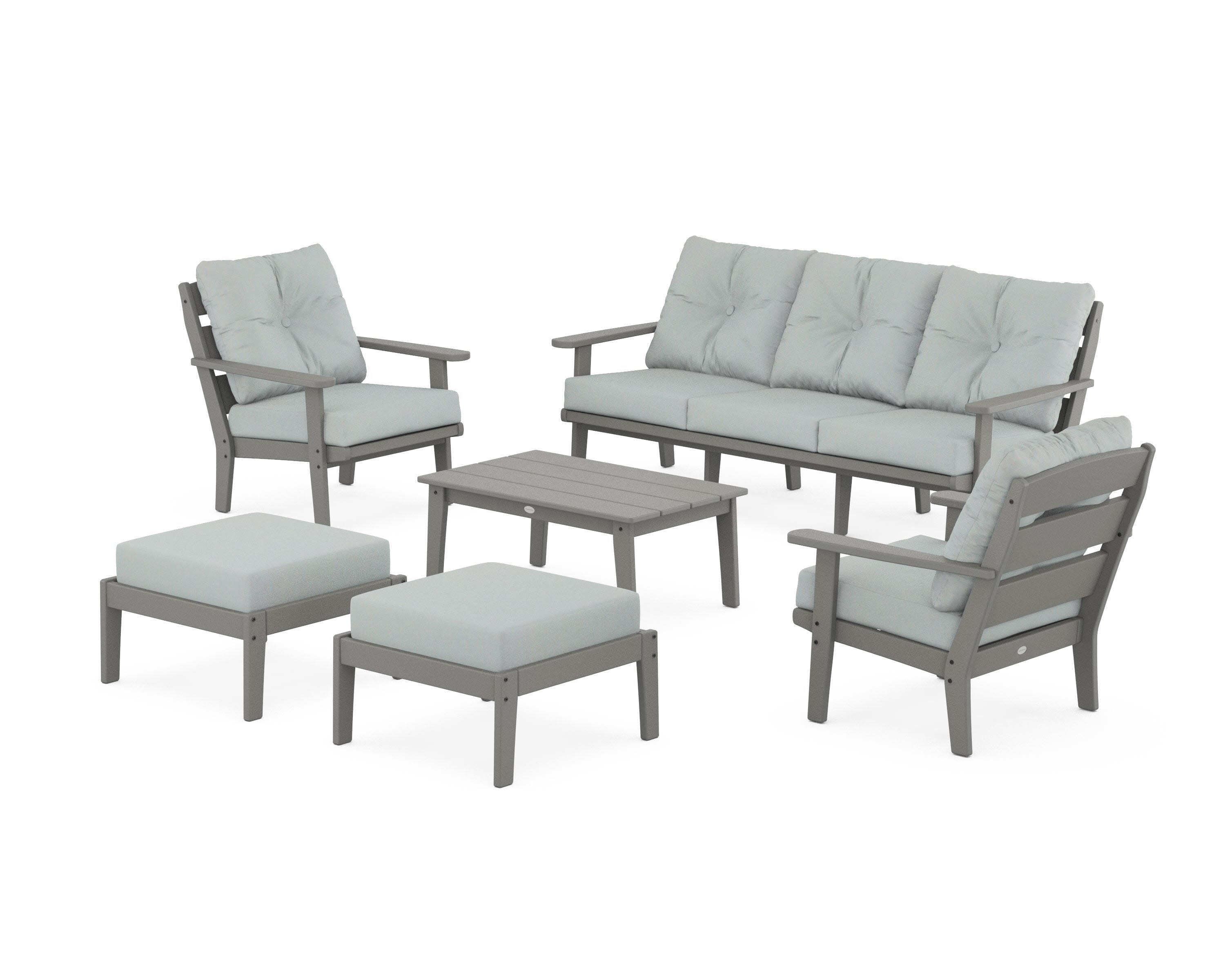 Lakeside 6-Piece Lounge Sofa Set in Slate Grey / Spa