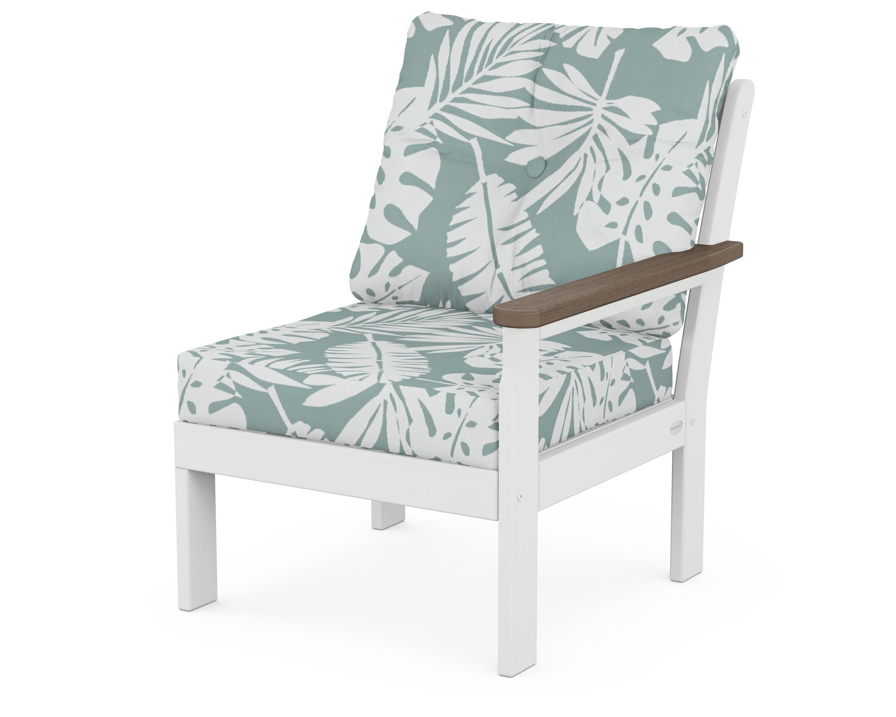 Vineyard Modular Right Arm Chair in White / Kona / Leaf Glacier Spa