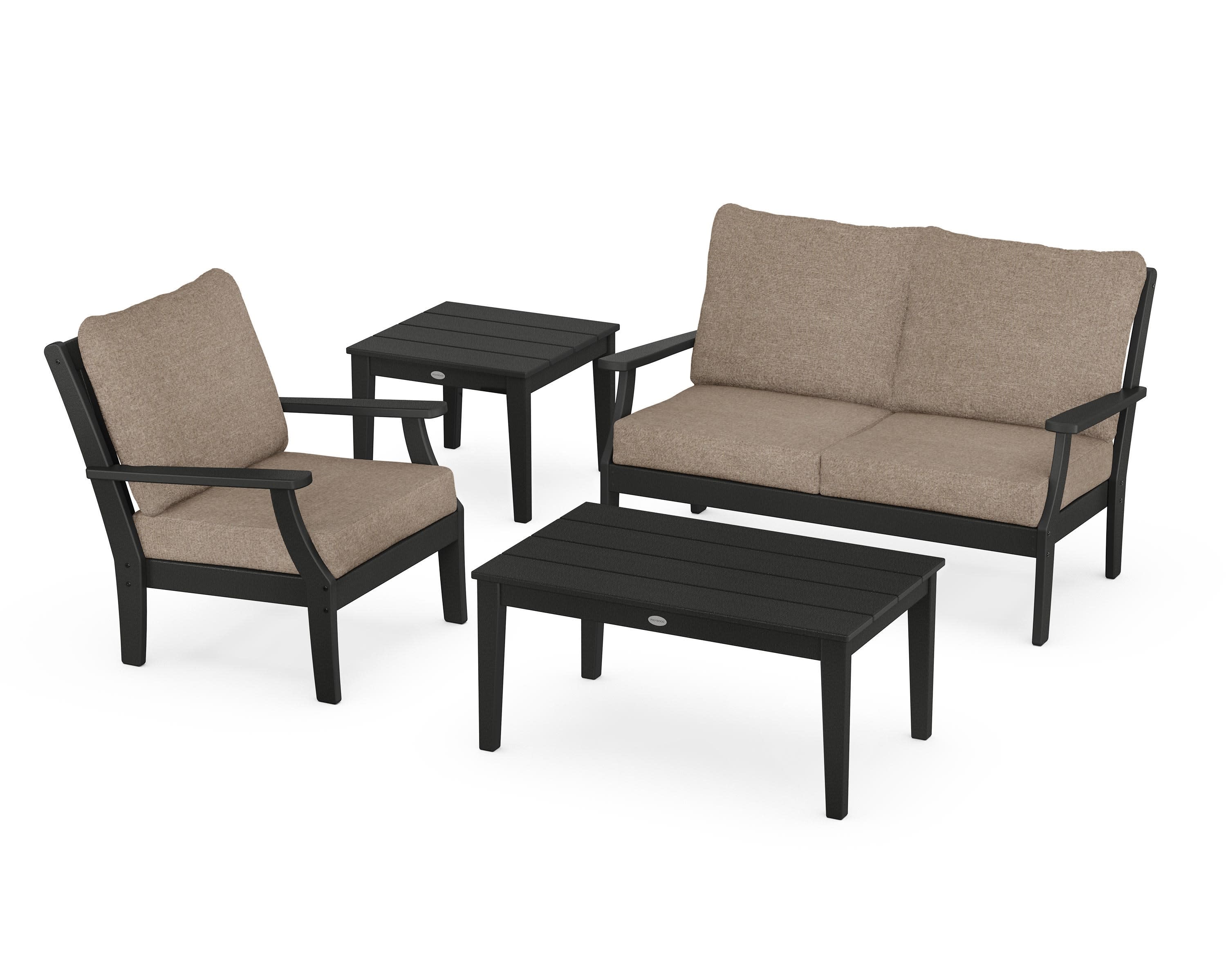 Braxton 4-Piece Deep Seating Set in Black / Spiced Burlap