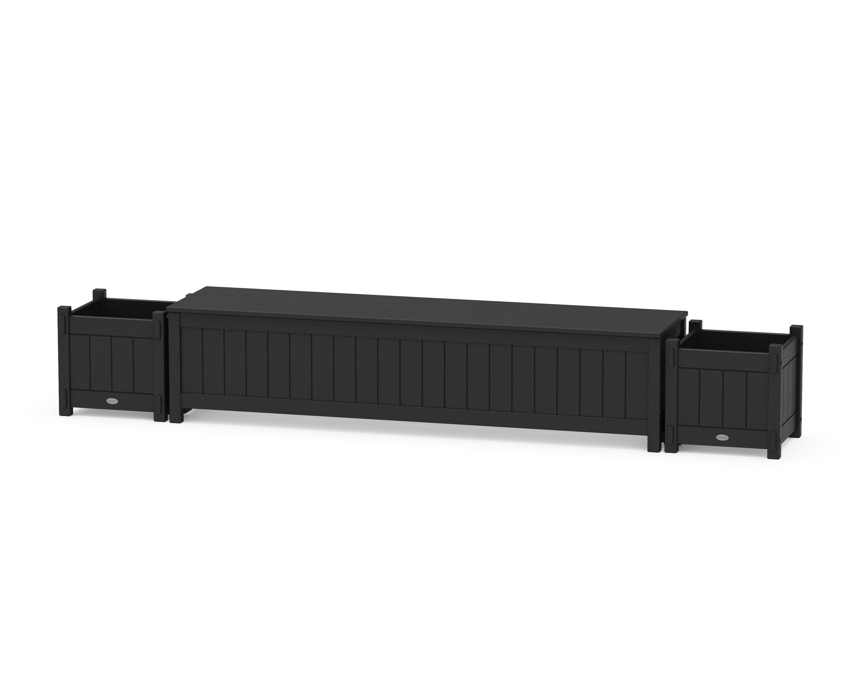 72" Vineyard Straight Planter Storage Bench Set in Black