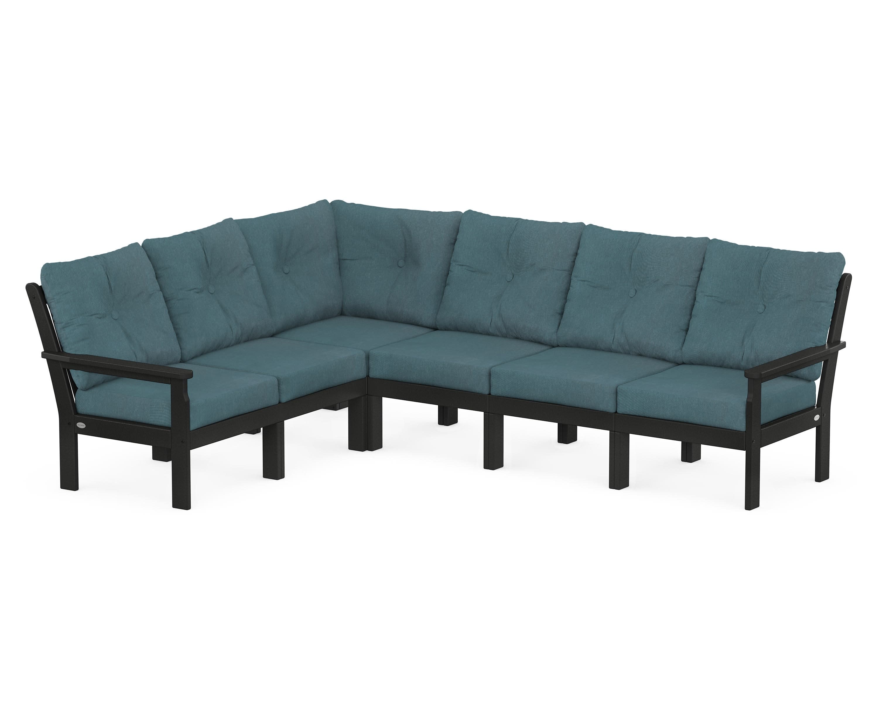 Vineyard 6-Piece Sectional in Black / Ocean Teal