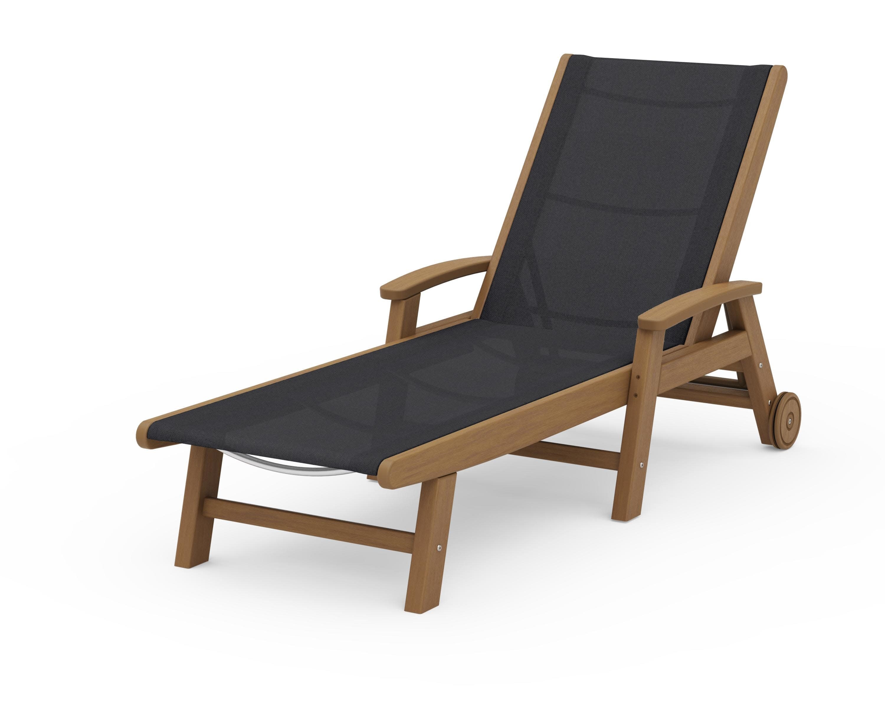 Coastal Chaise with Wheels in Natural / Black Sling