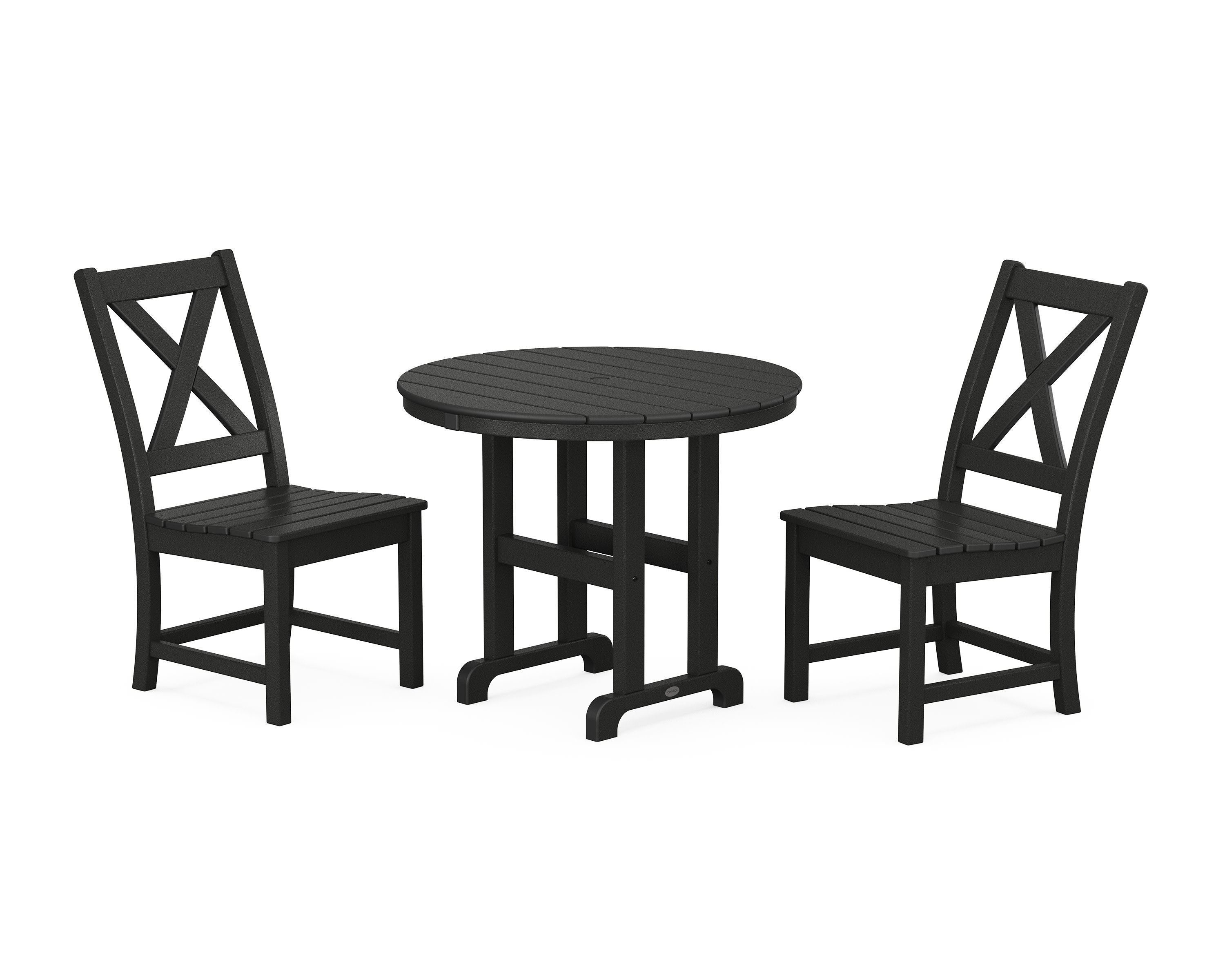 Braxton Side Chair 3-Piece Round Dining Set in Black