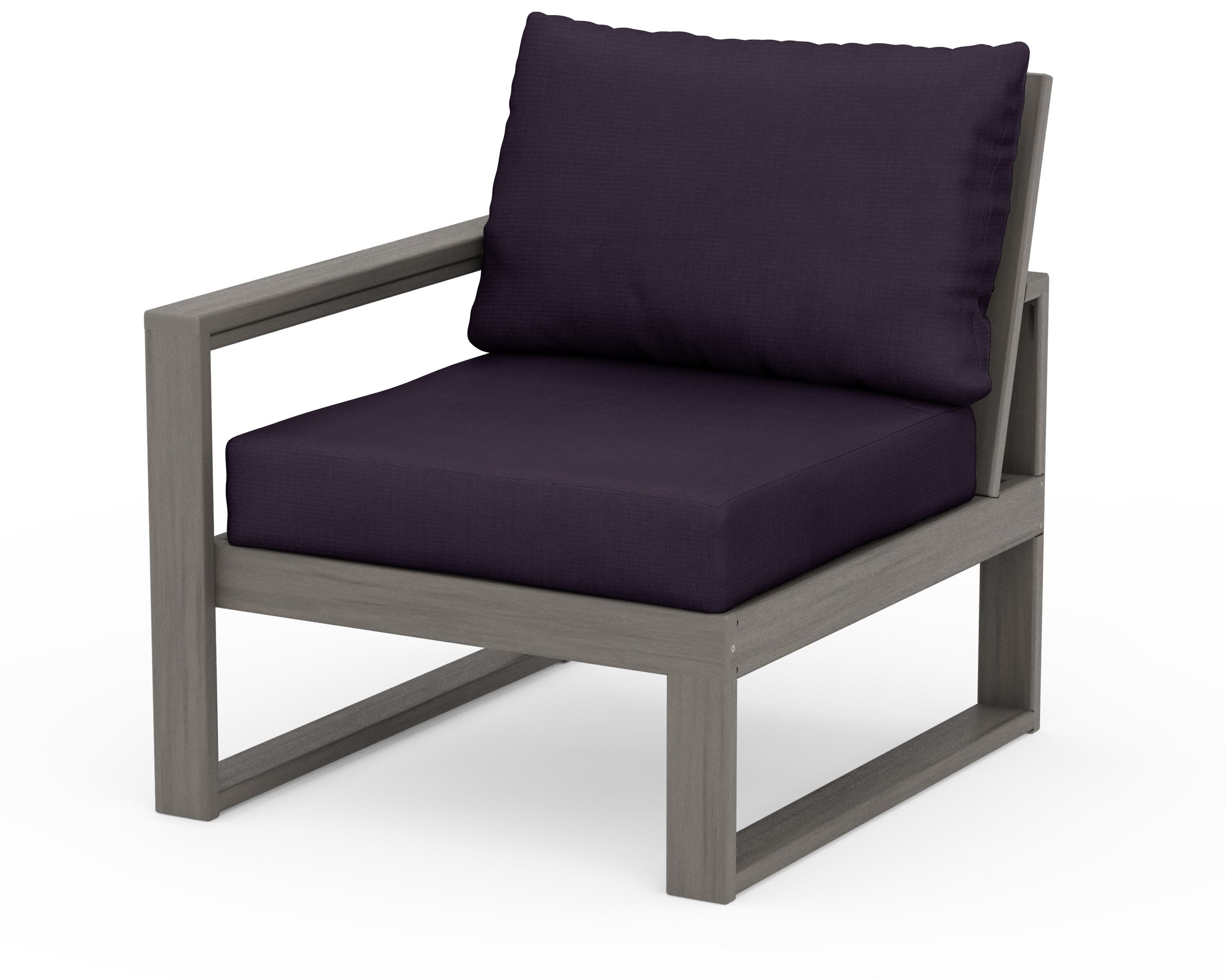 EDGE Modular Left Arm Chair in Driftwood / Navy Linen