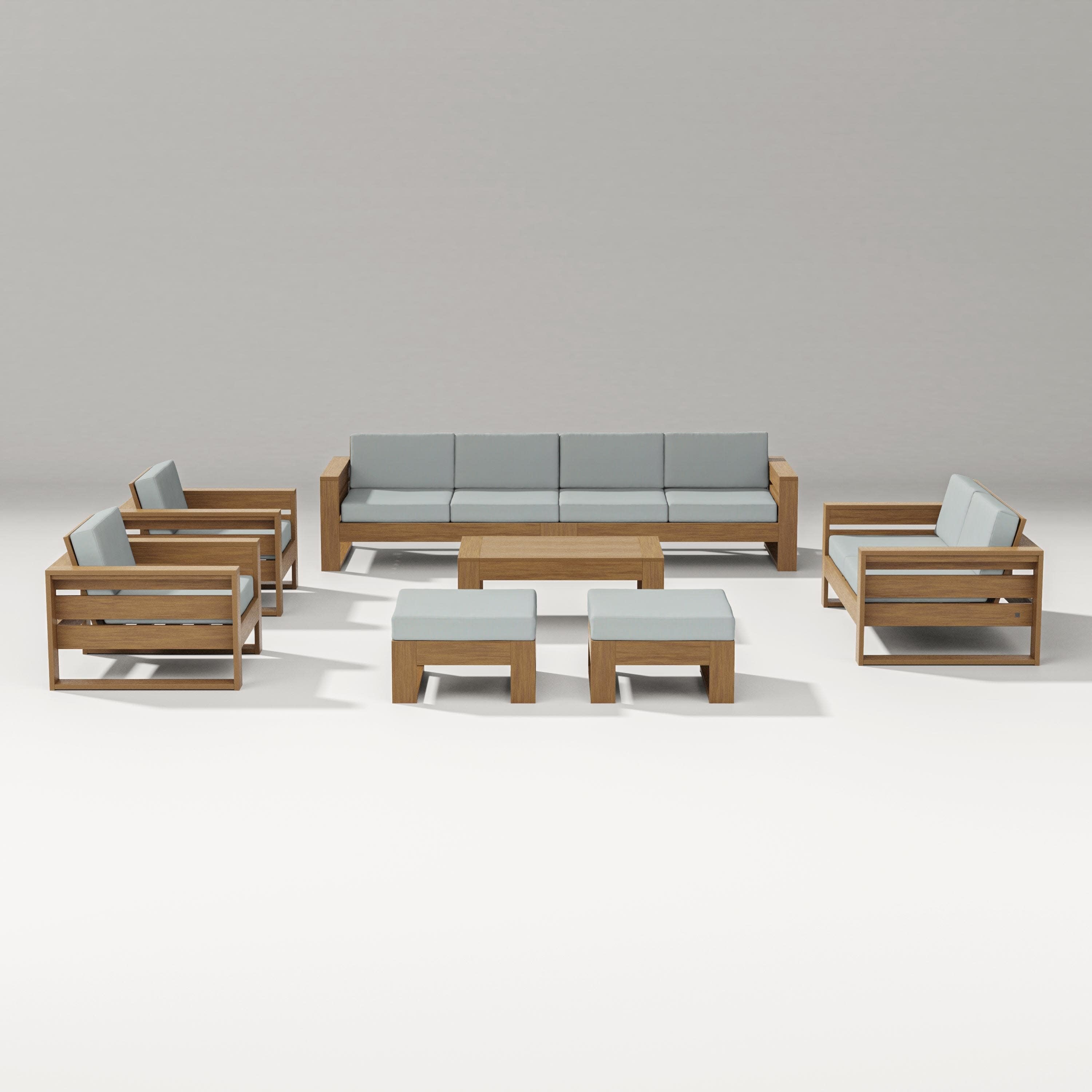 Latitude 8-Piece Lounge Sofa Set in Natural / Spa
