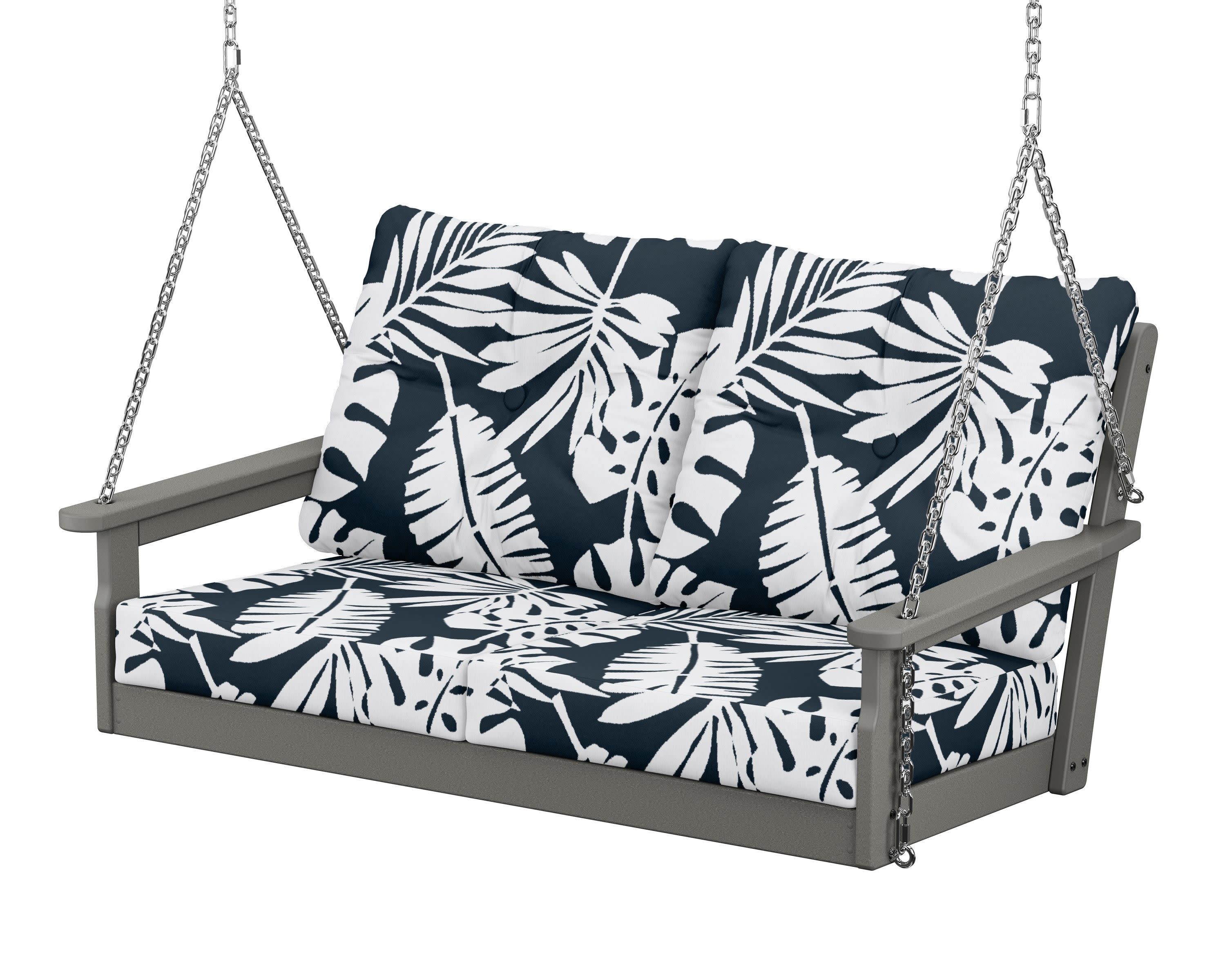 Vineyard Deep Seating Swing in Slate Grey / Leaf Marine Indigo