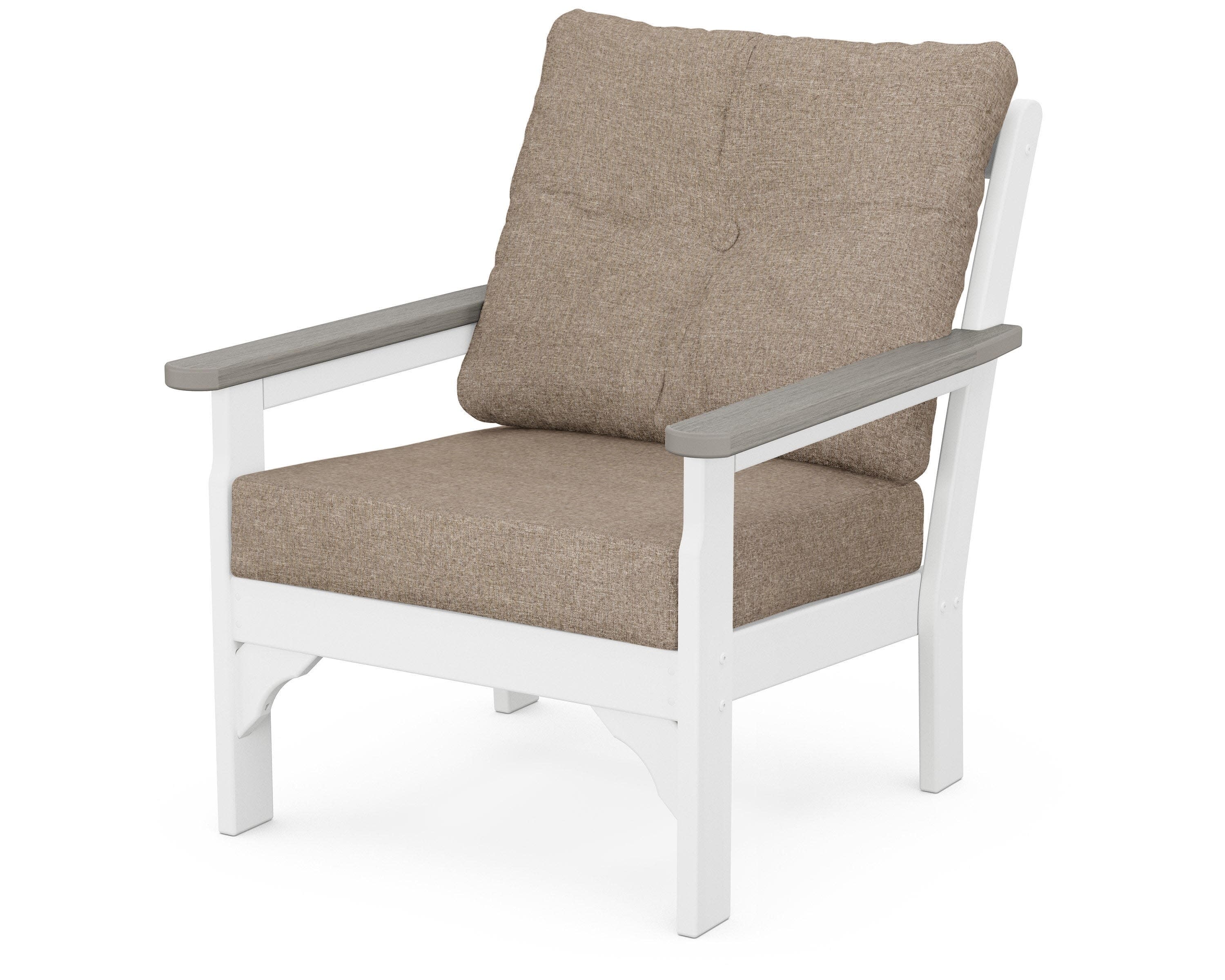 Vineyard Deep Seating Chair in White / Driftwood / Spiced Burlap