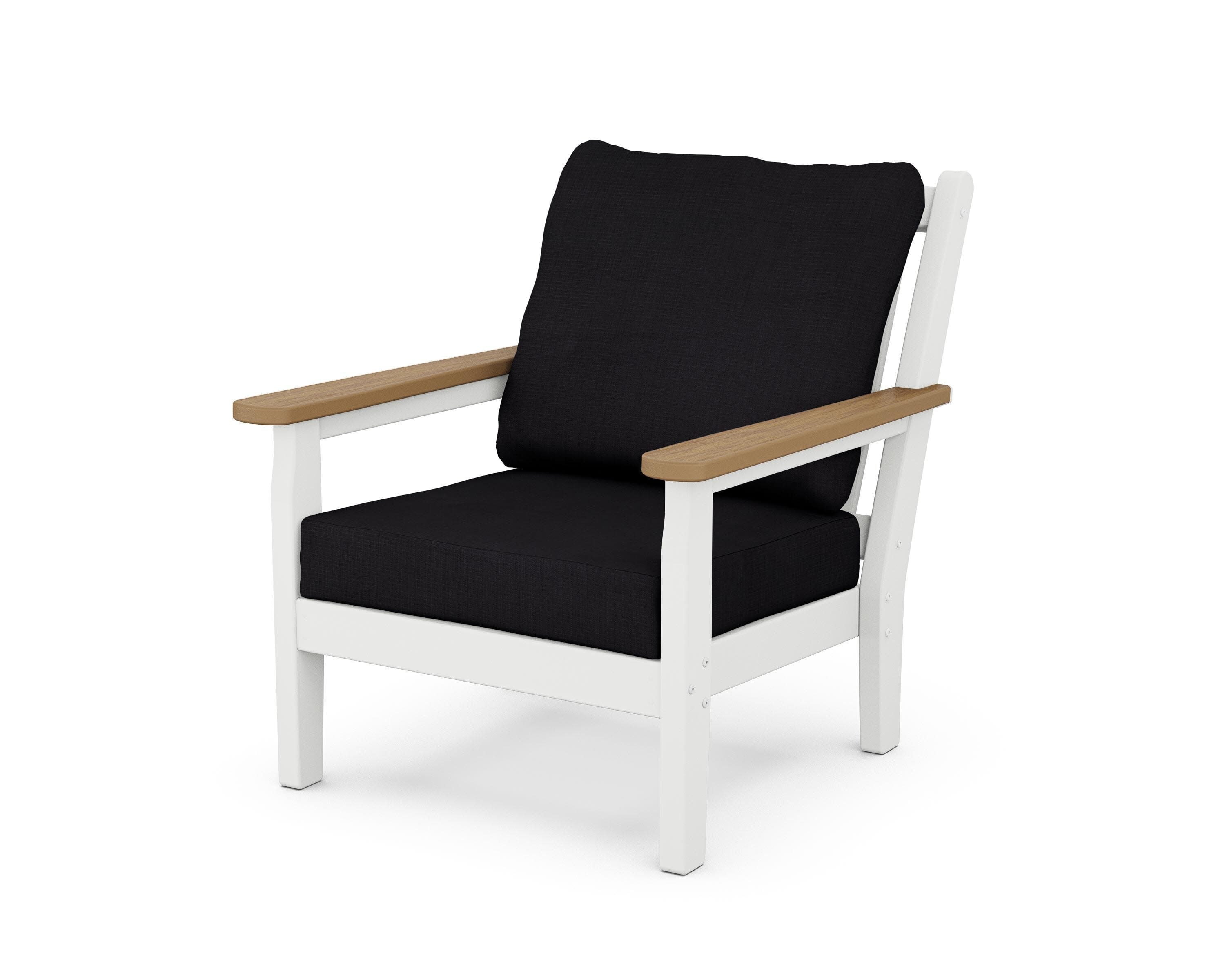Chippendale Deep Seating Chair in White / Natural / Midnight Linen