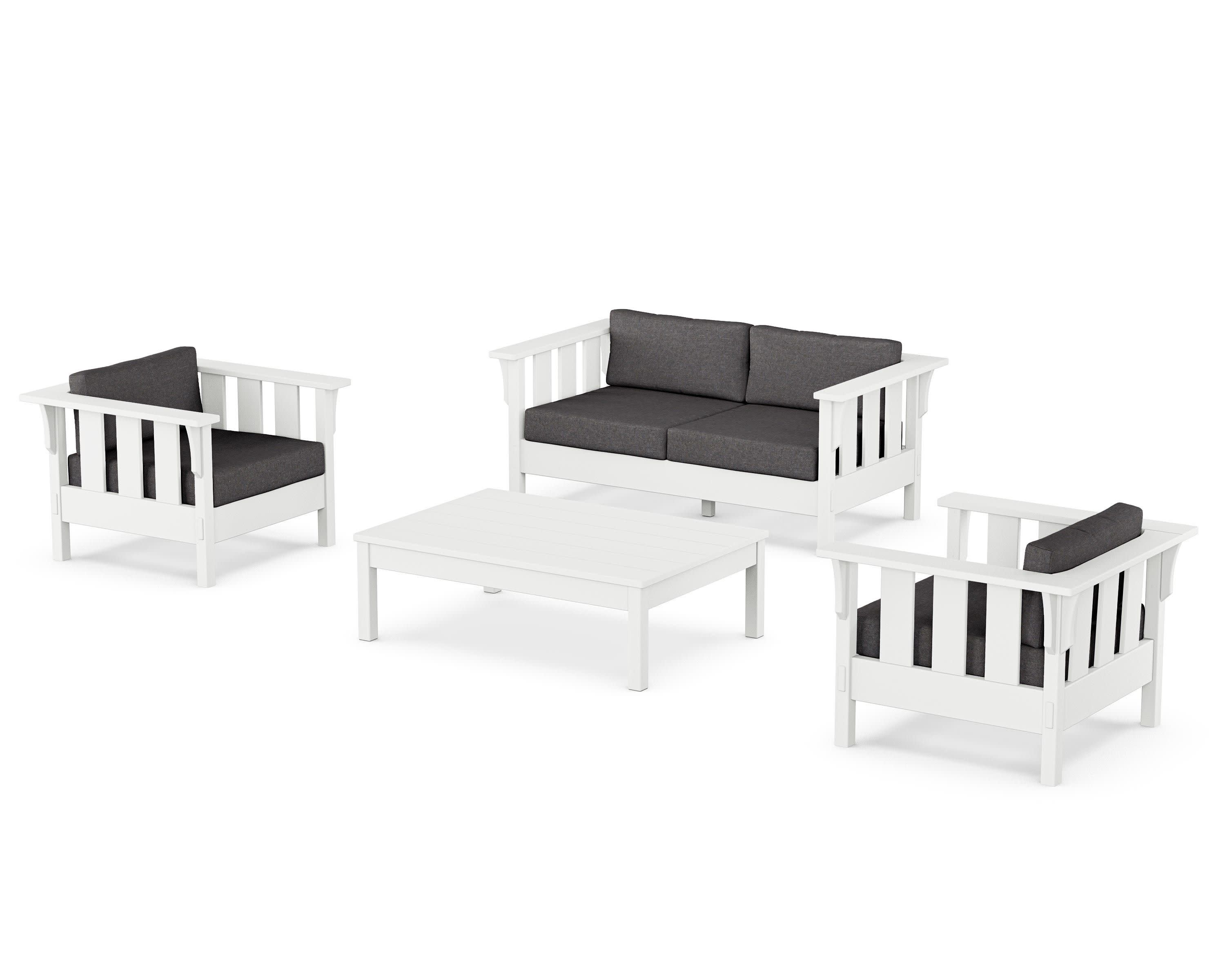 Acadia 4-Piece Deep Seating Set with Loveseat in White / Ash Charcoal